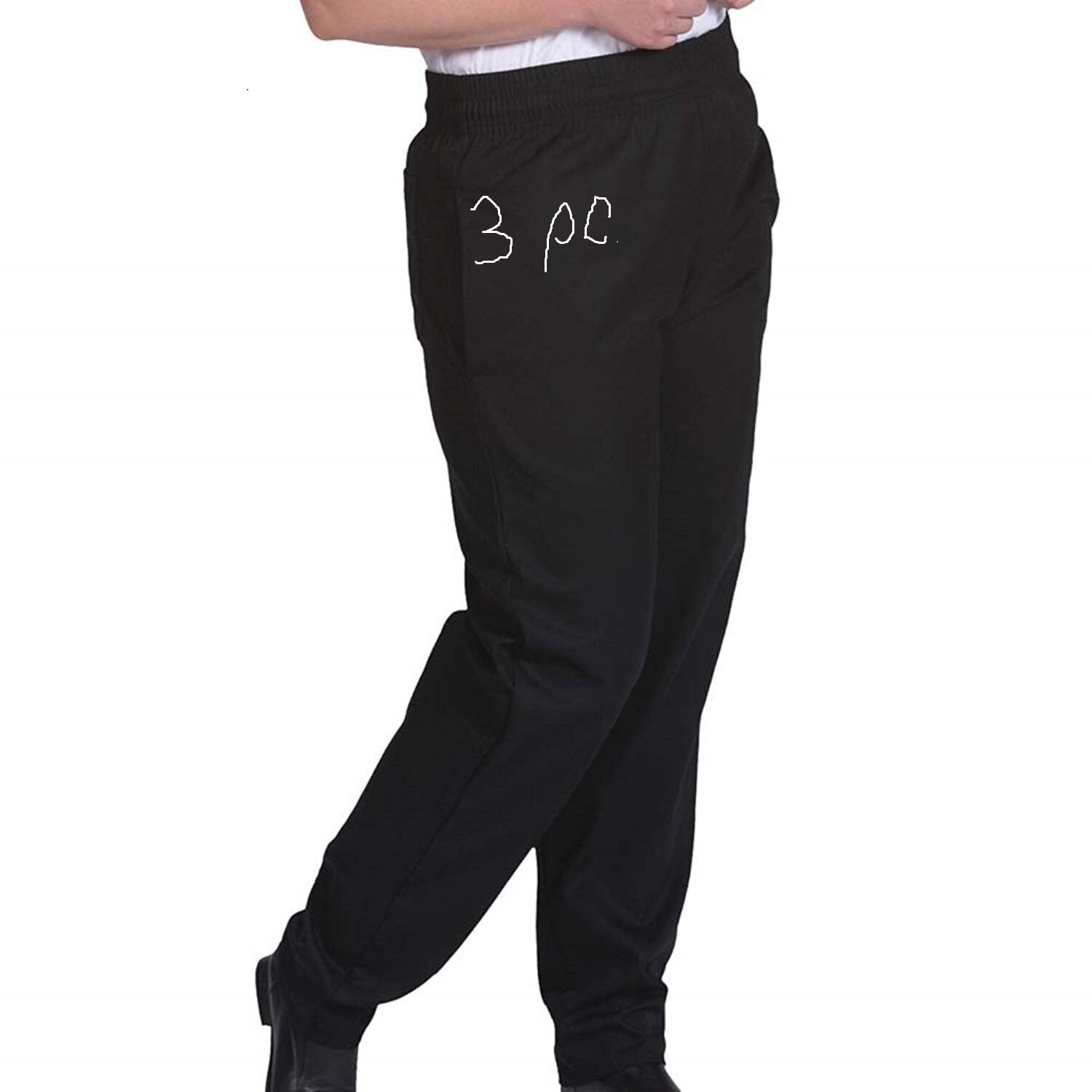 (3 pc) 3 Pairs New Men’s Ultimate Baggy Chef Pant Black