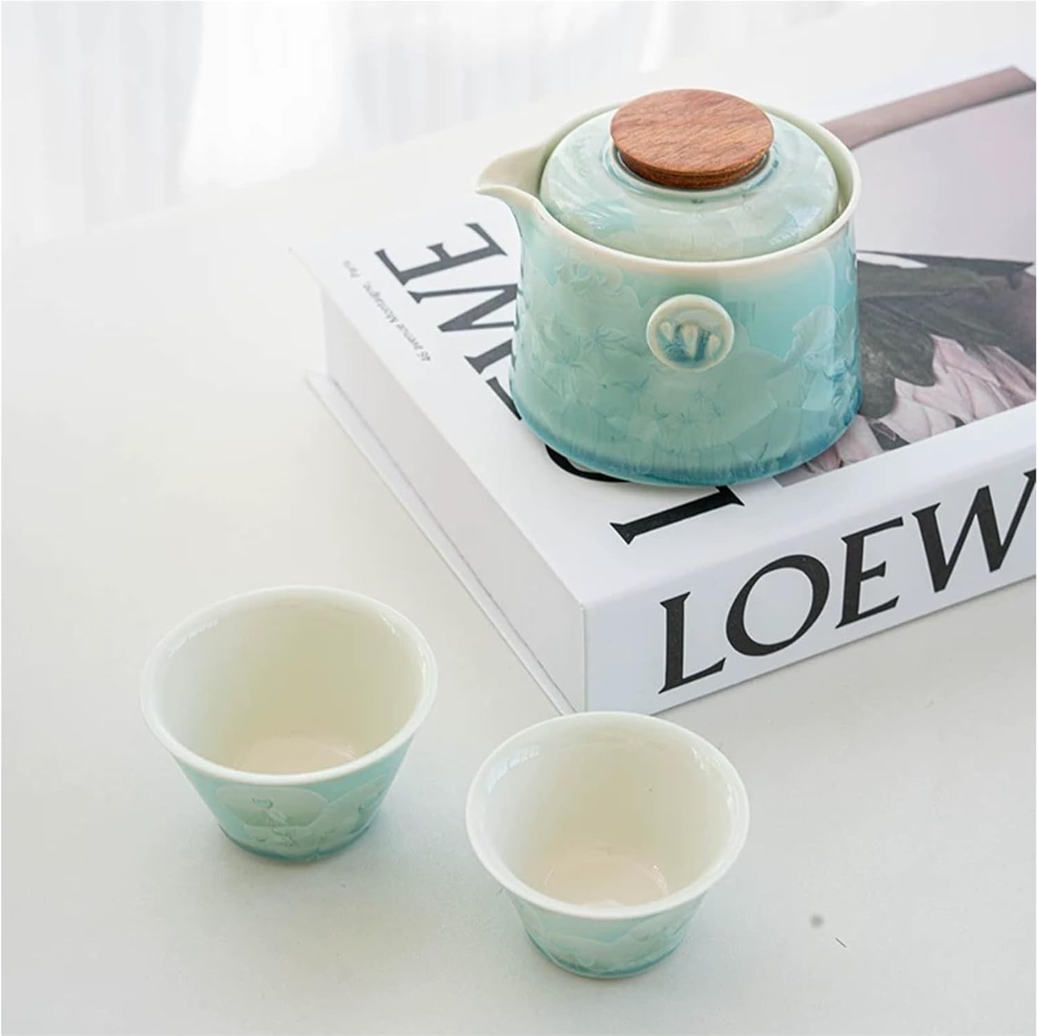 Hermit Life Chinese Travel Tea Set, Portable Ceramic Teapot for One to Two,