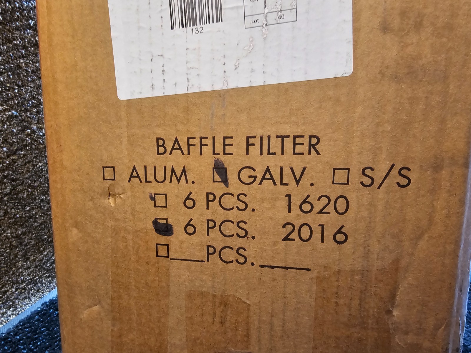 (QTY 6) Trine F35I Baffle Grease Filter, 20in. x 16in. x 2in., Galvanized Steel