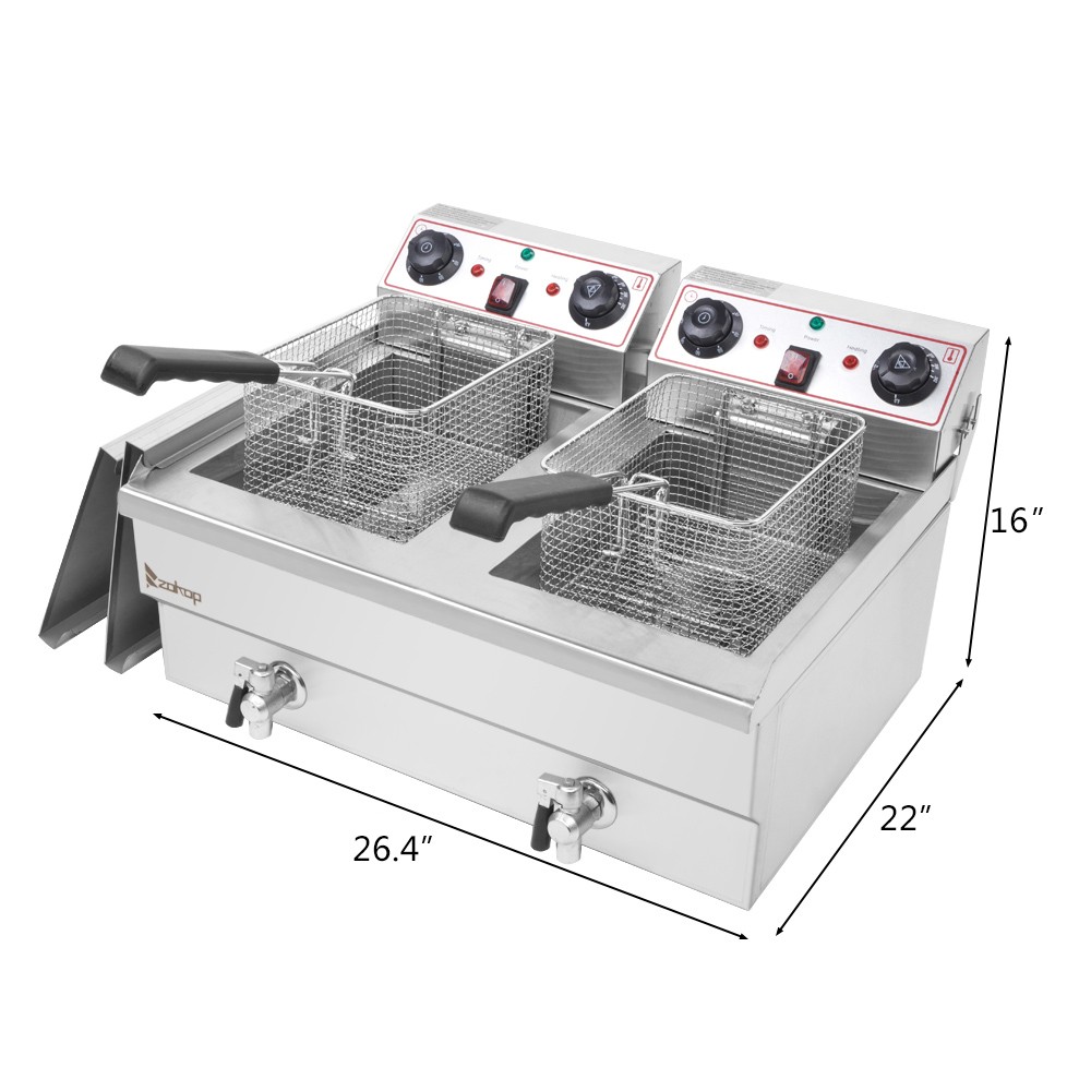 ZOKOP Food Kitchen 3400W 24.9QT Electric Countertop Deep Fryer Commercial Home