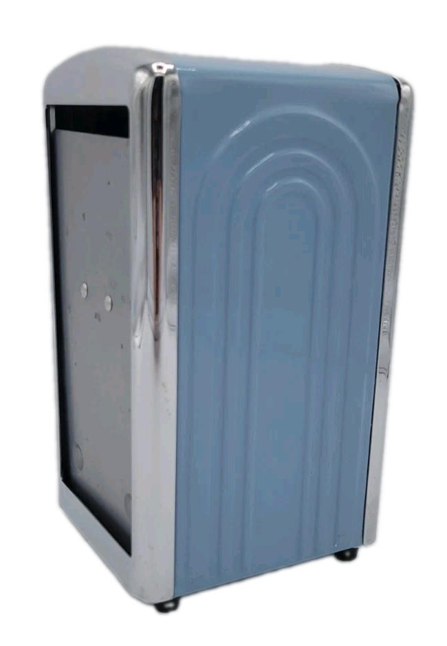Homer Laughlin Retro Diner Napkin Dispenser Blue Chrome Restaurant 1996 Vintage
