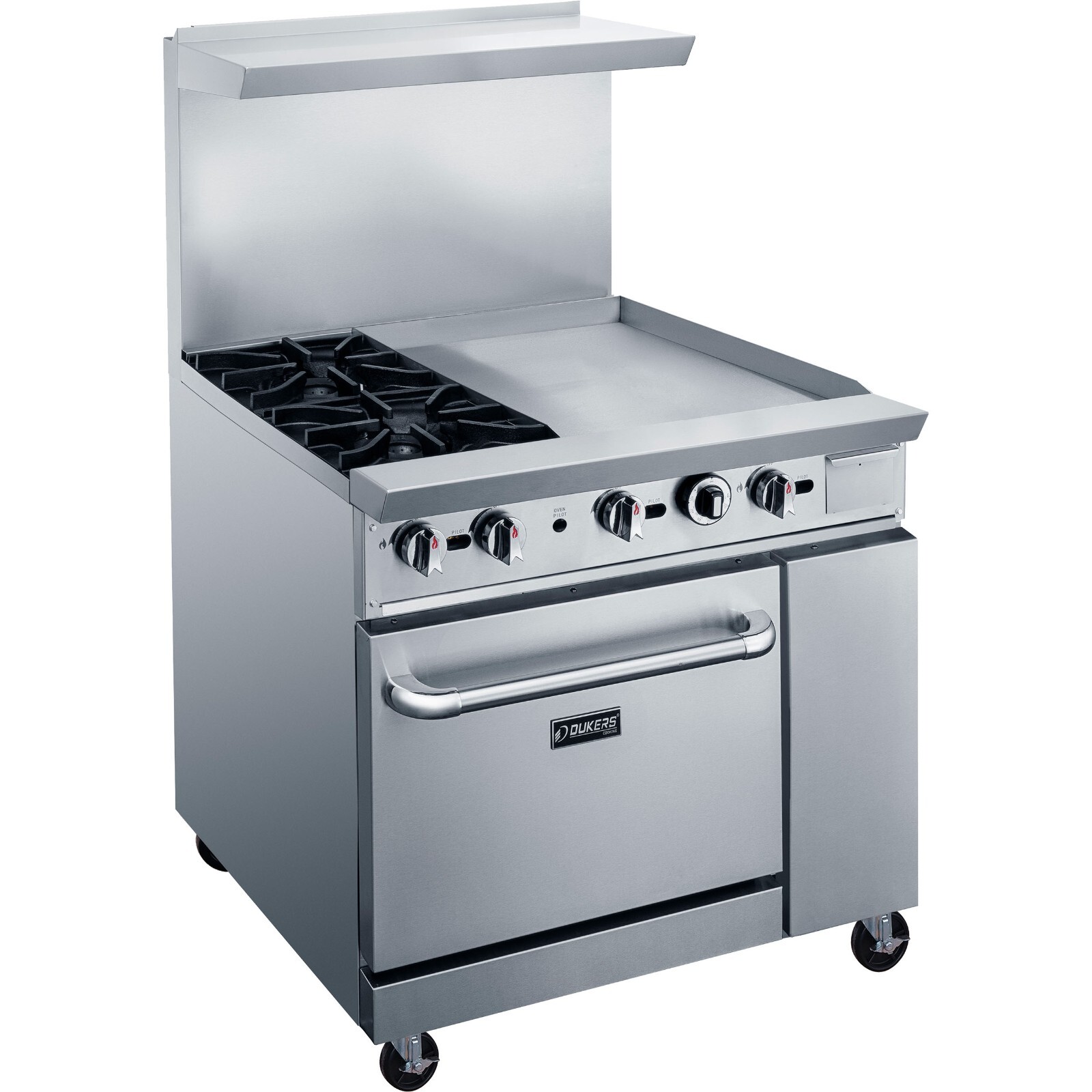 DUKERS DCR36-2B24GM 36″ NAT Gas Range 2 Open Burners 24″ GRIDDLE & OVEN