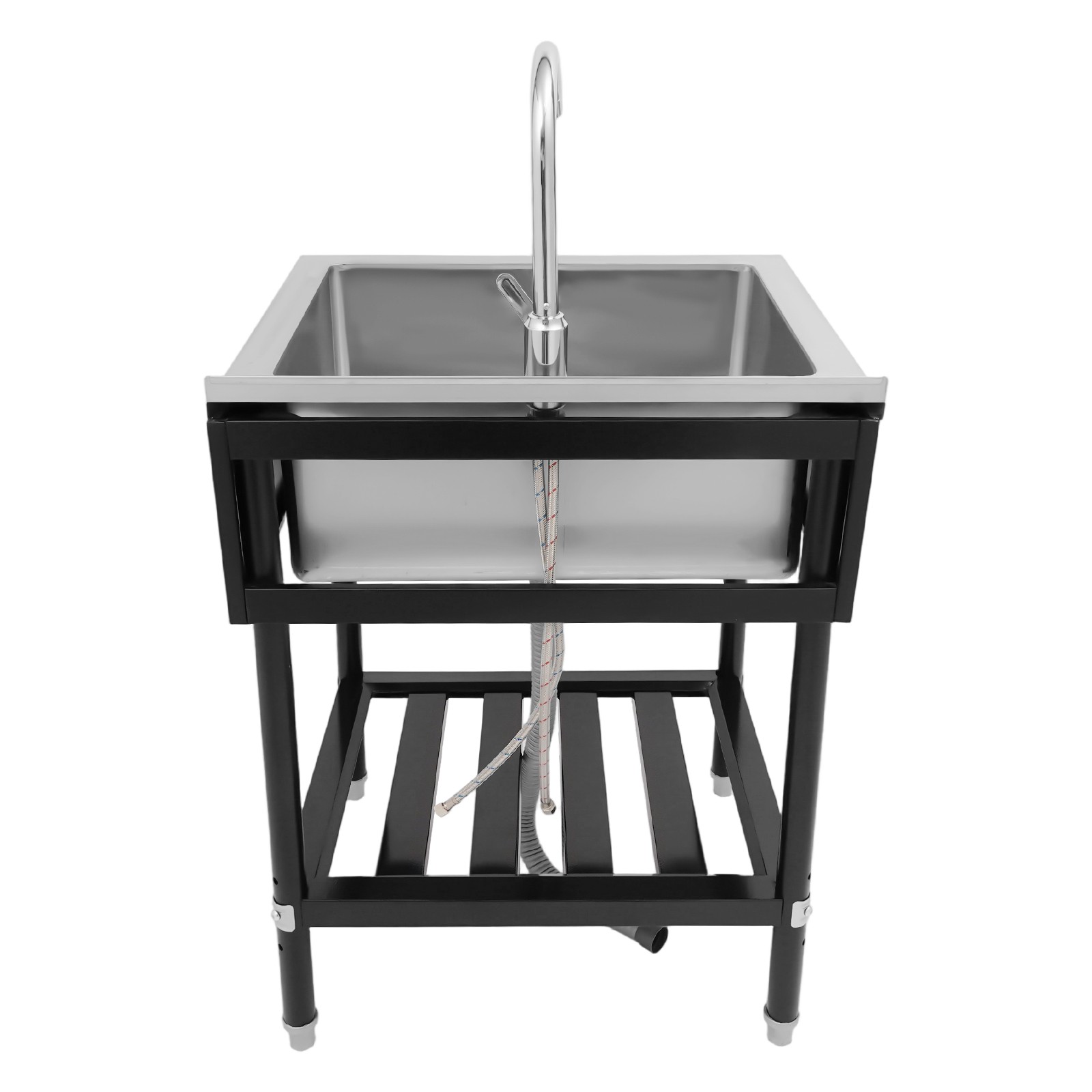 Freestanding Stainless Steel Utility Sink with Pull-Out Faucet for Kitchen