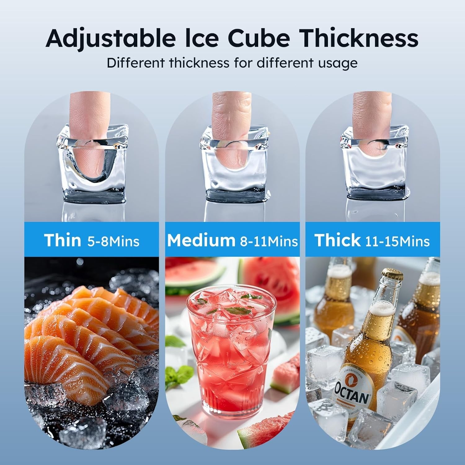 Commercial Ice Maker Machine 650Lbs/24H 400Lbs Storage Bin 210Pcs/CycleIce Cubes
