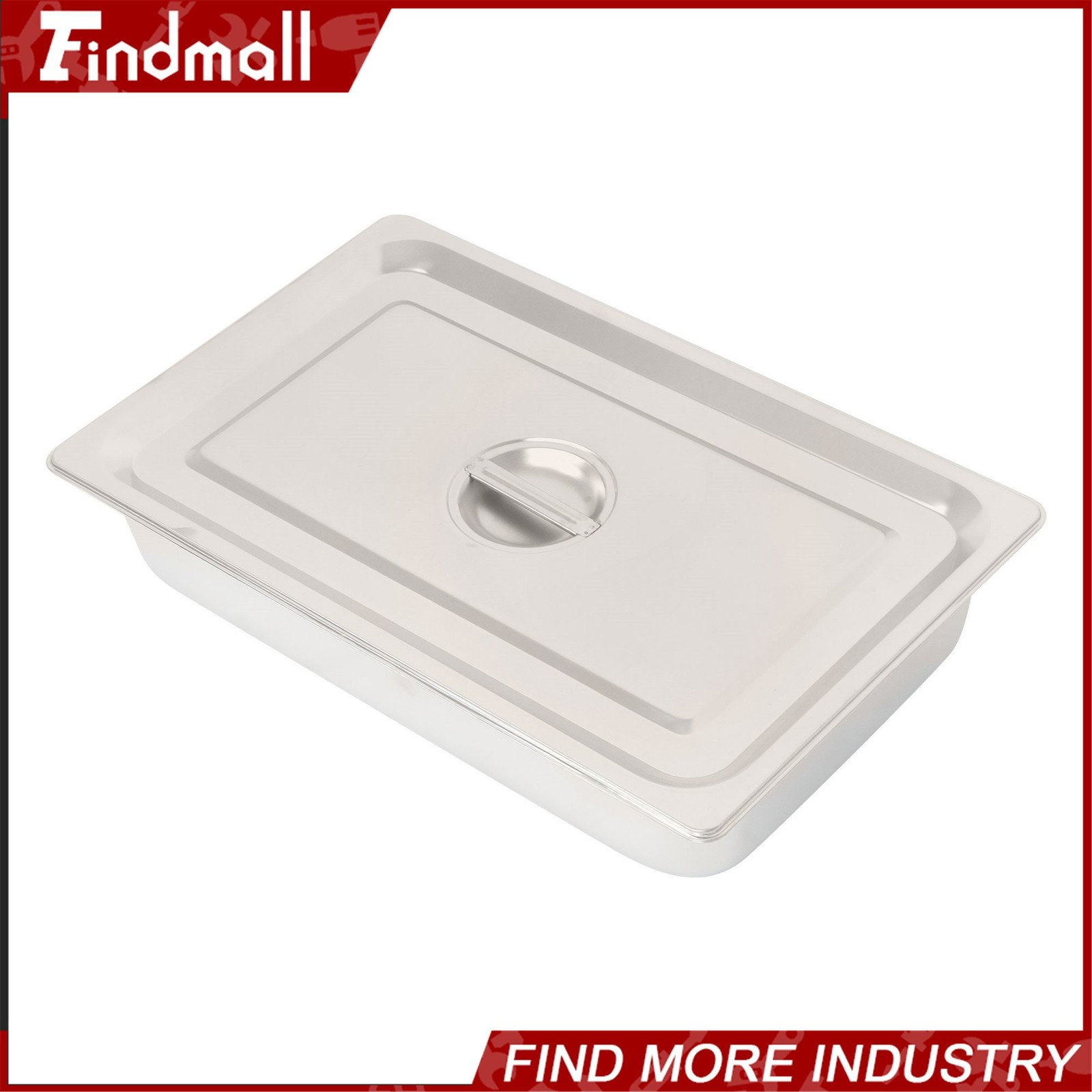 Findmall 2 Pack Stainless Steam Hotel Pan with Lid, 1/1 Size X 4 Inch Deep Steam