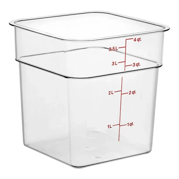 Cambro CamSquares Classic 4 Qt Clear Square Food Storage Container 4SFSCW-135