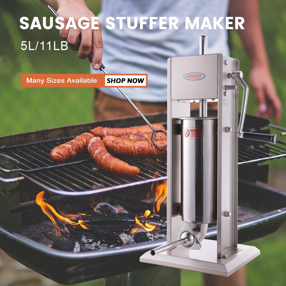 Hakka 11lb 5L Sausage Stuffer 2 Speed Vertical Stainless Steel Meat Filler Maker