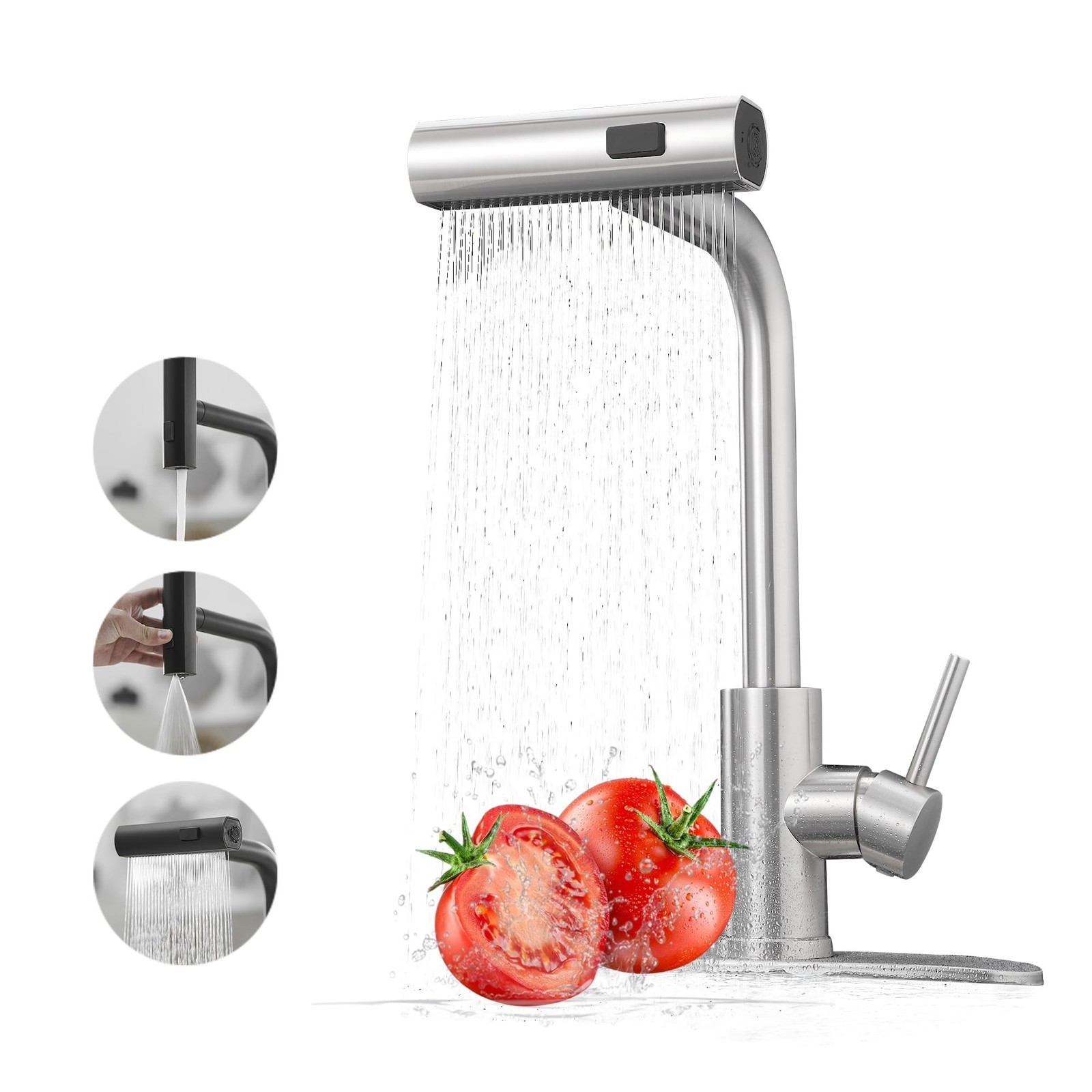Kitchen Faucets with Pull Down Sprayer,Waterfall Kitchen Sink Faucet,Commerci…
