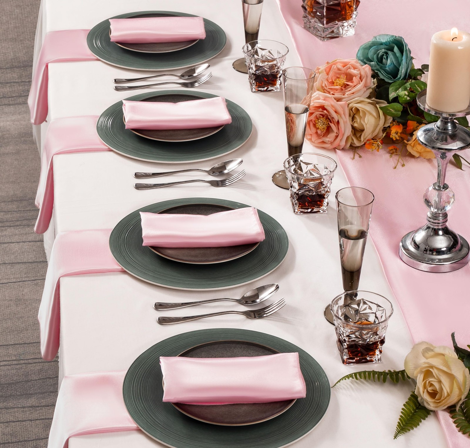 Counfeisly 36 Pack Square Satin Dinner Napkins 16X16 Inches Silky Soft Smooth