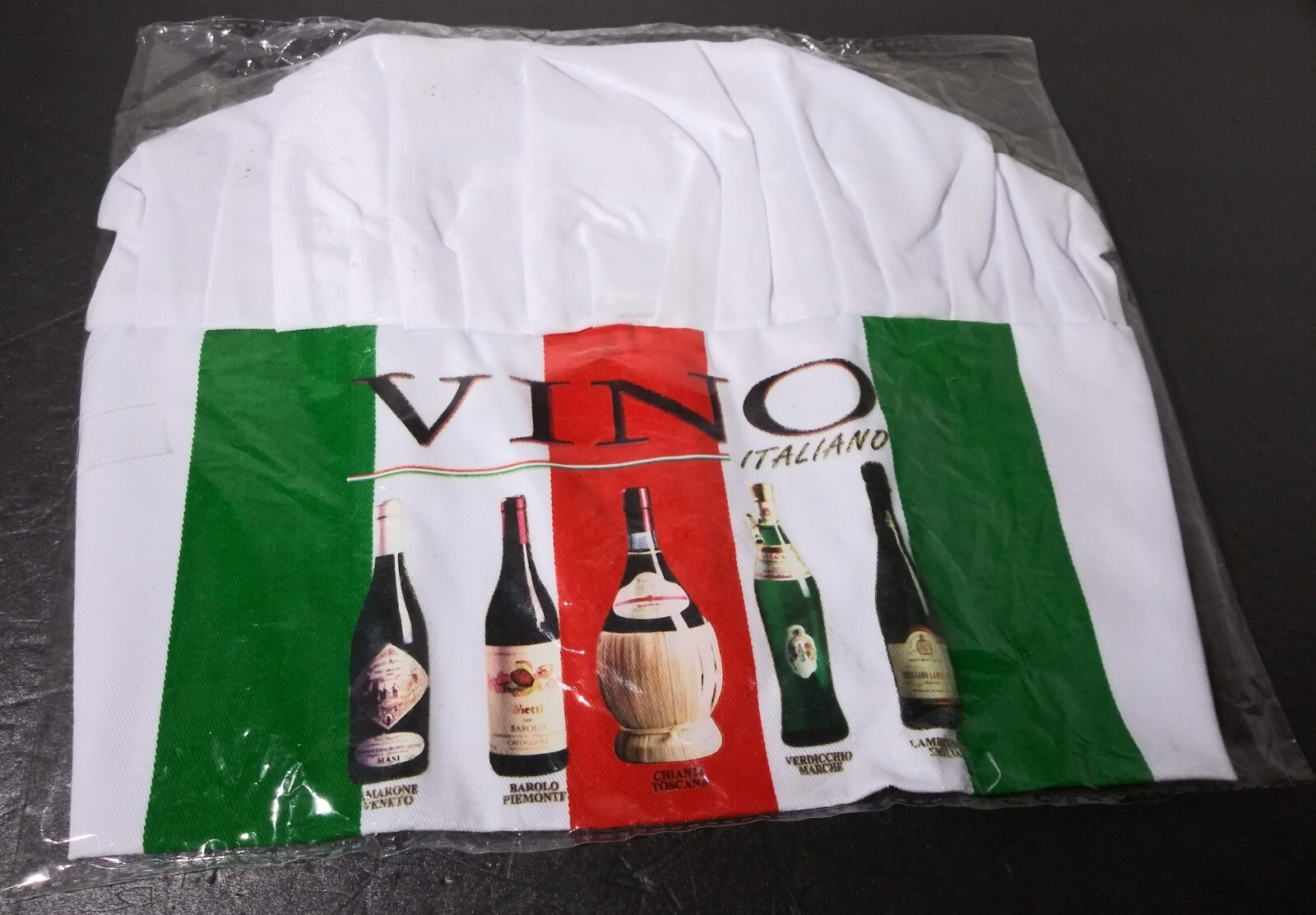 Vino Italiano White Chef’s Hat Wines of Italy on the front New in Plastic