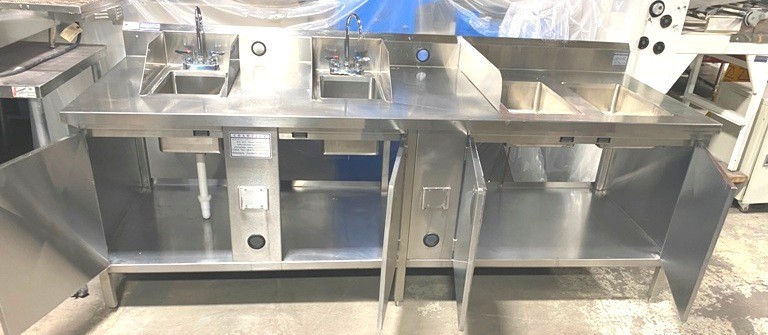 Bar/ Wet /Elkey Food-service Product M01 Cabinet w/t 2 Sink & 2 Bowl /100″ x 35″