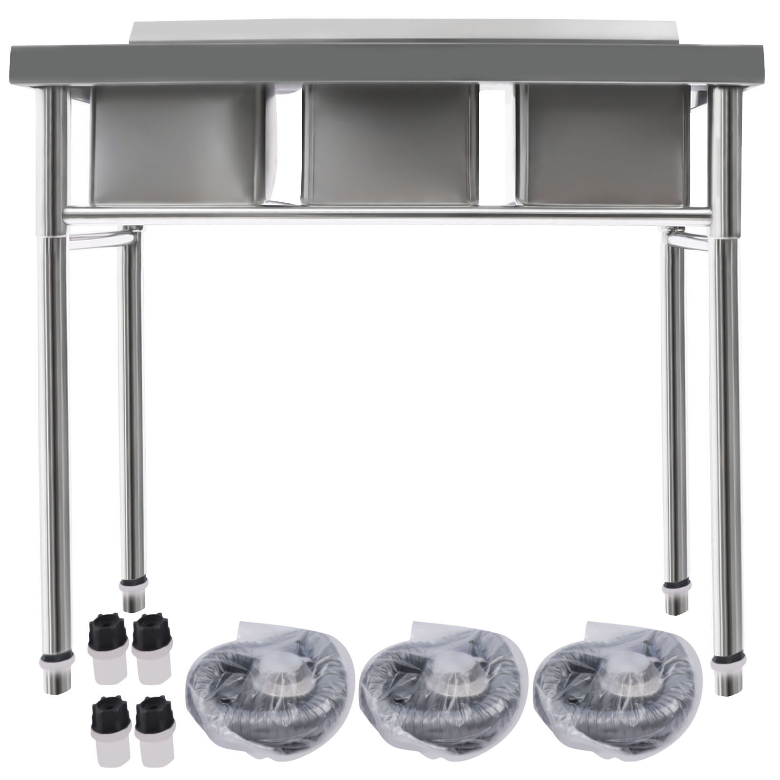 Commercial Sink Stainless Steel 3 Compartment Kitchen Utility Sink With Faucet