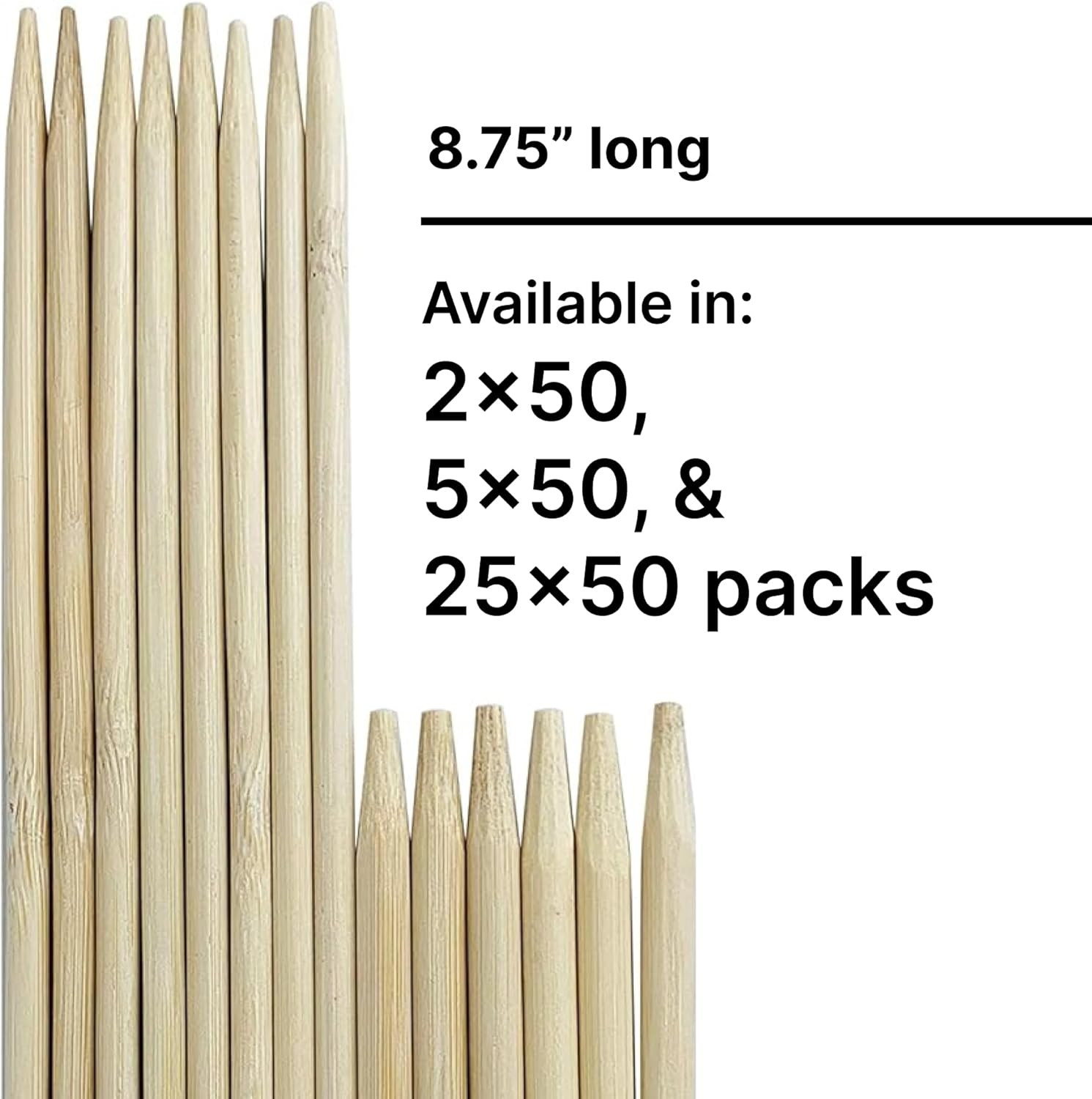 Bamboo Wood Corn Dog Skewers, Sticks, 8.75 Inches x 5 mm Diameter, Blunt Point f