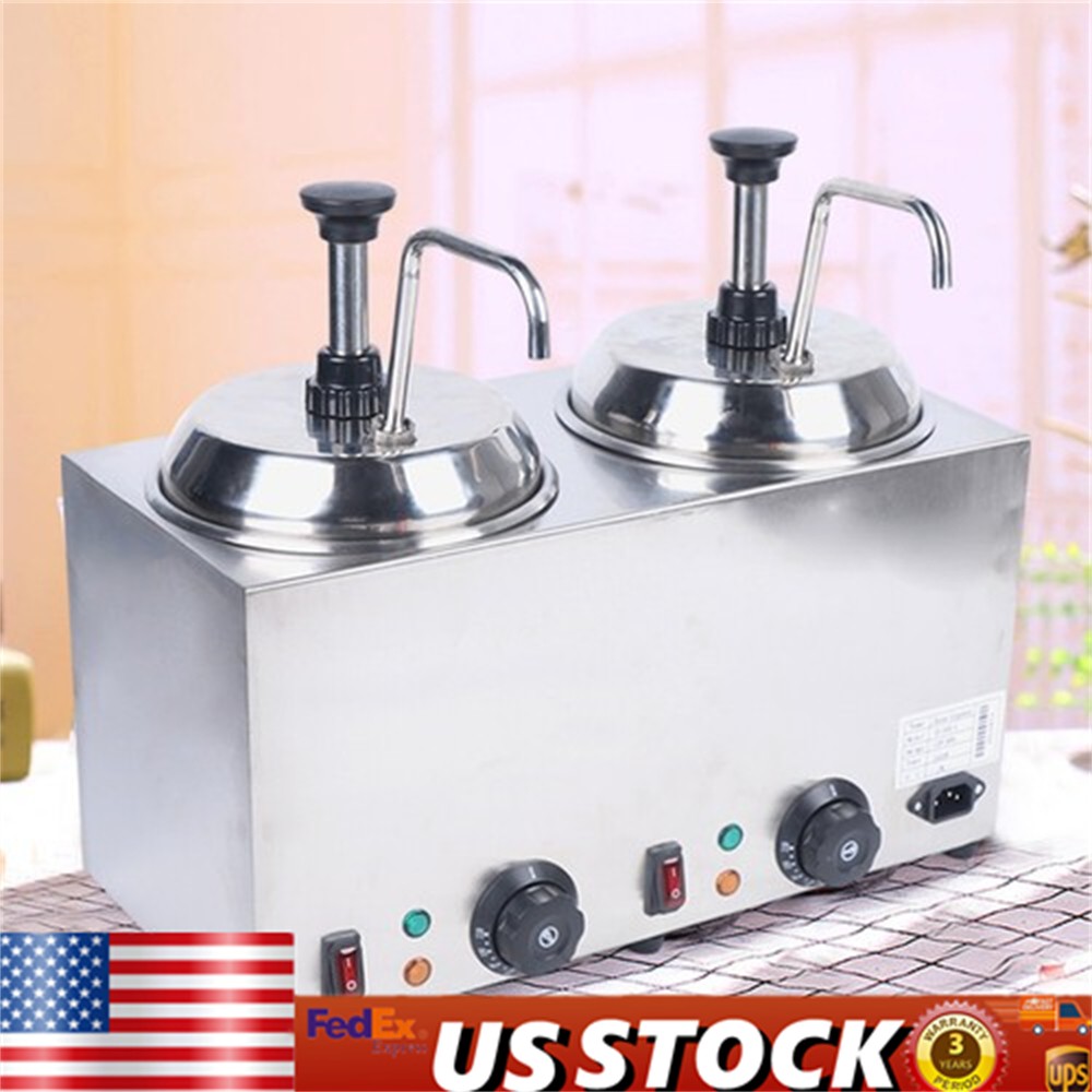 1600W Commercial Hot Fudge Warmer Nacho Cheese Sauce Warmer w/ Pump Dispenser US