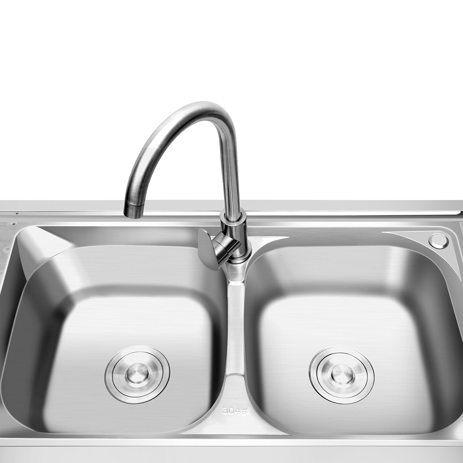 Free Standing Stainless-Steel Double Bowl Kitchen Utility Sink Set w/ Prep Table