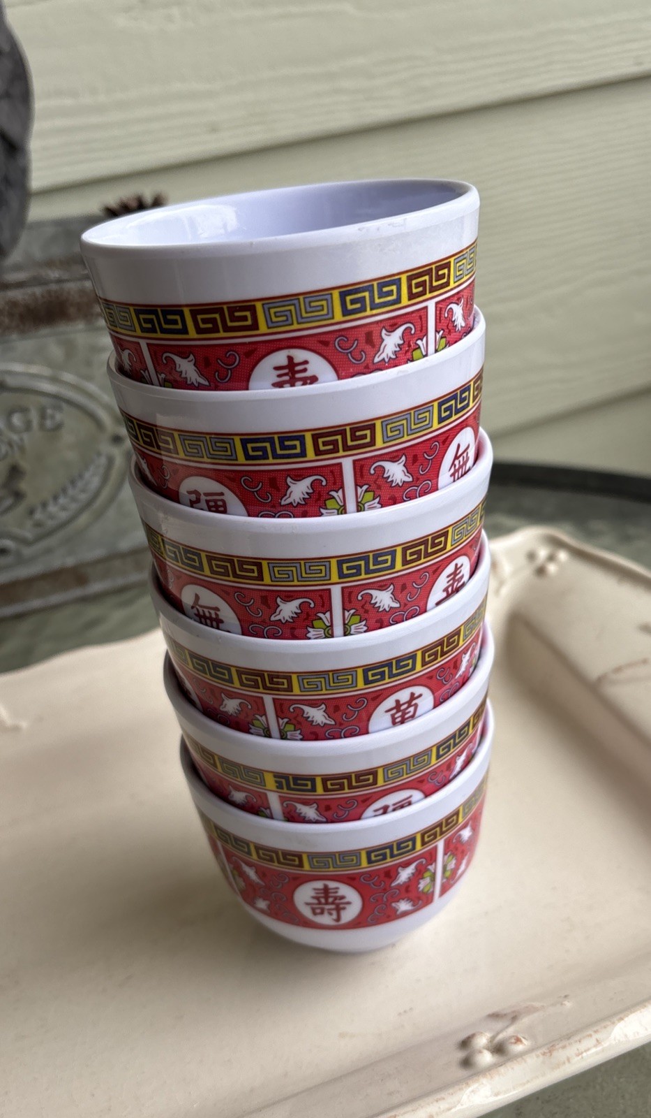 6 Thunder Group Longevity Pattern Melamine Small Sauce Dip Bowls 3 Inch