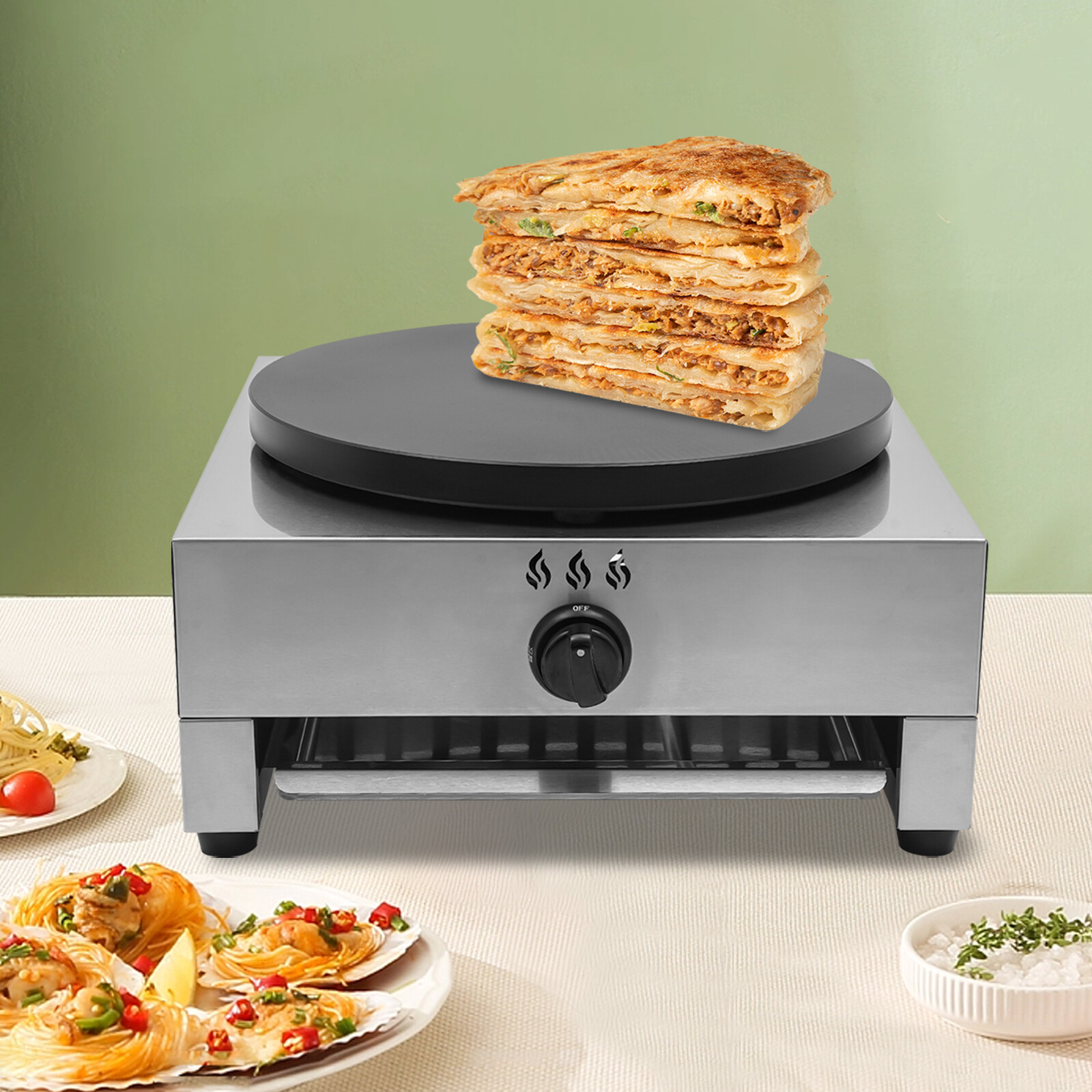 Commercial Crepe Maker Machine, Pancake Big Hotplate, Gas Pancake Cooker