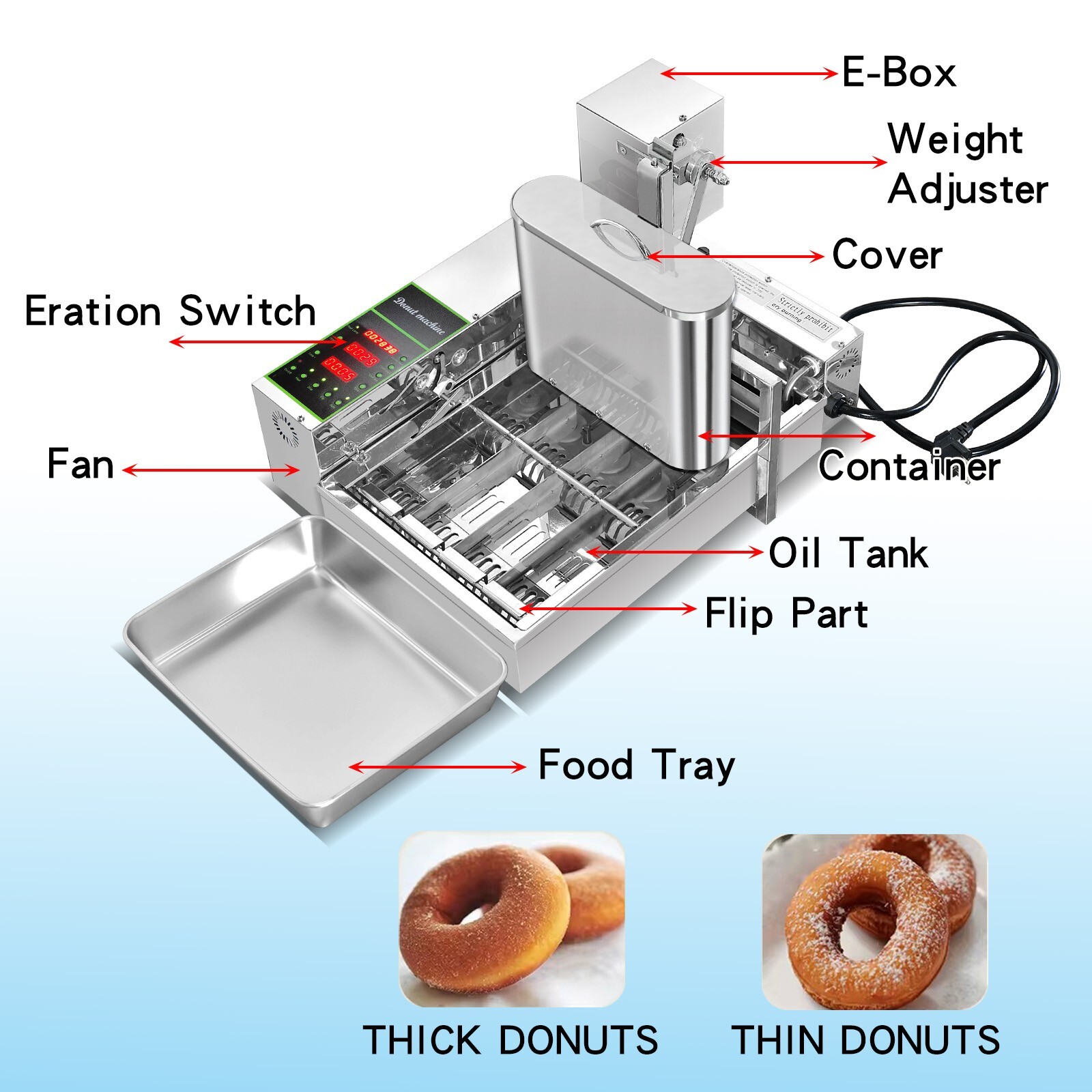 Kolice 4 Rows Automatic Doughnut Maker, Donut Machine,Donuts Frying Machine