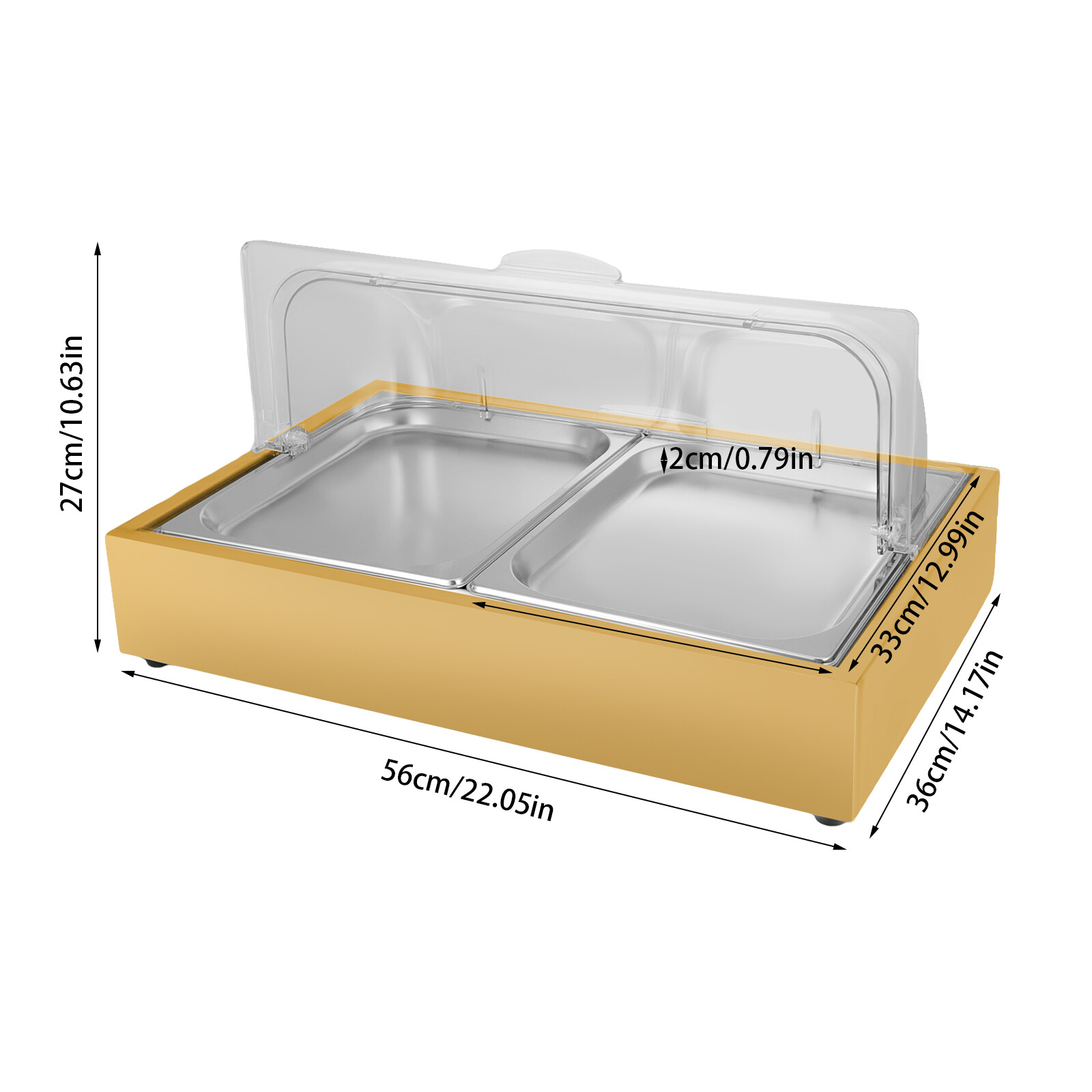 Dual Tray Buffet Food Serving Tray Modern Rectangular Tabletop Food Display Tray