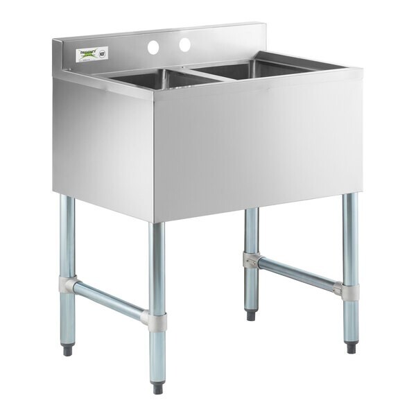 18″W x 26″L Stainless Steel Two Bowl Commercial Underbar Hand Sink