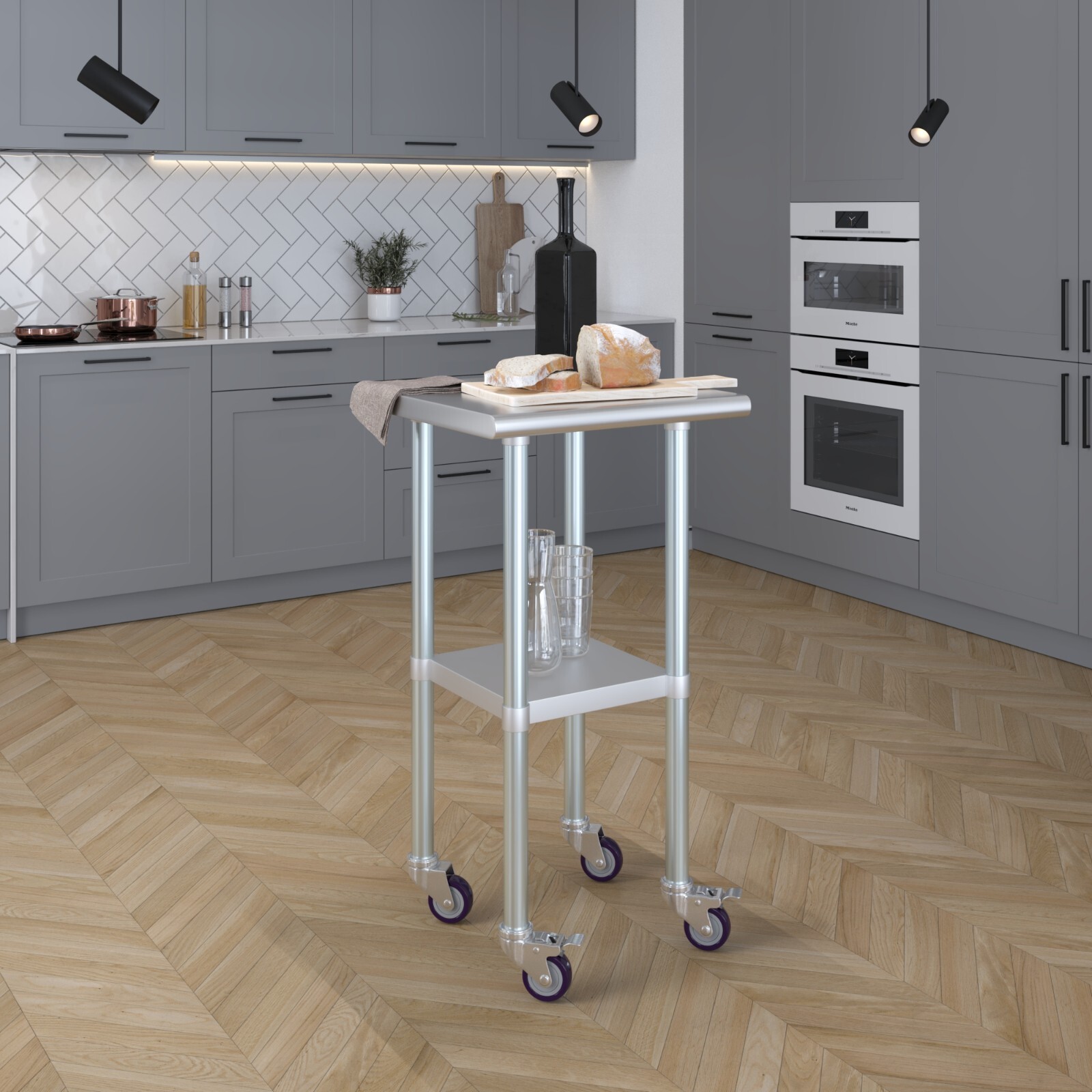 20″ X 20″ Stainless Steel Table With Wheels | NSF Prep Metal Work Table Casters