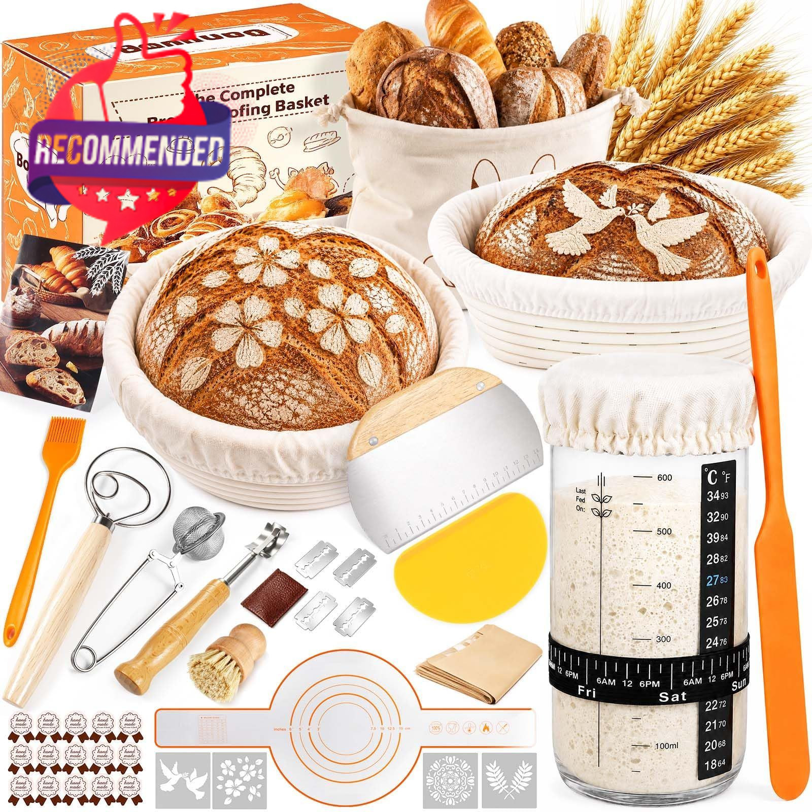 Sourdough Bread Proofing Basket Set, 47pcs Banneton Bread Proofing Set With