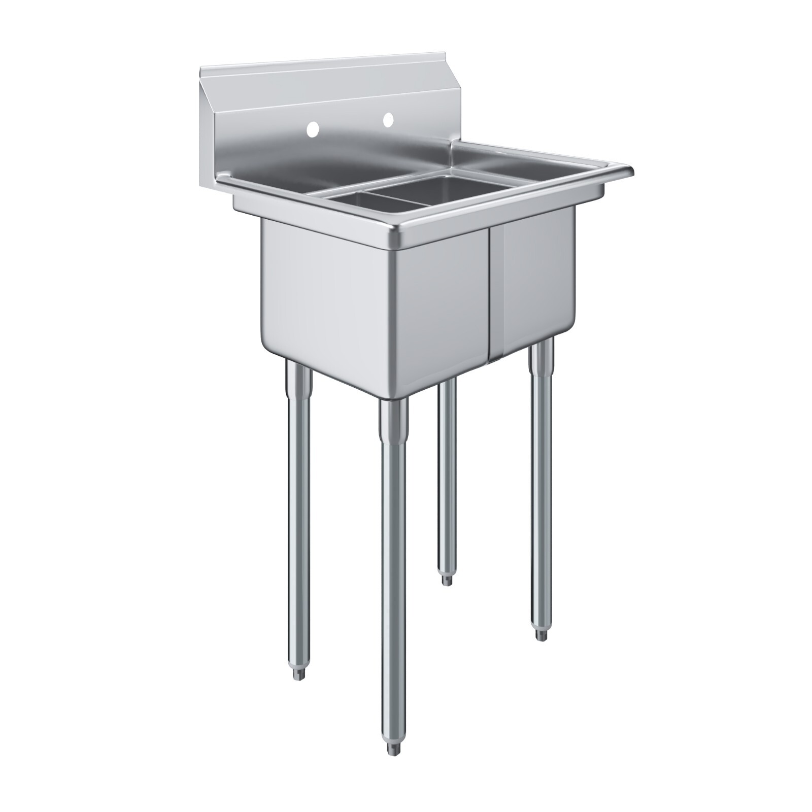 20 in. x 26 in. Stainless Steel Two Compartment Sink. 10 in x 14 in x 10in Bowls