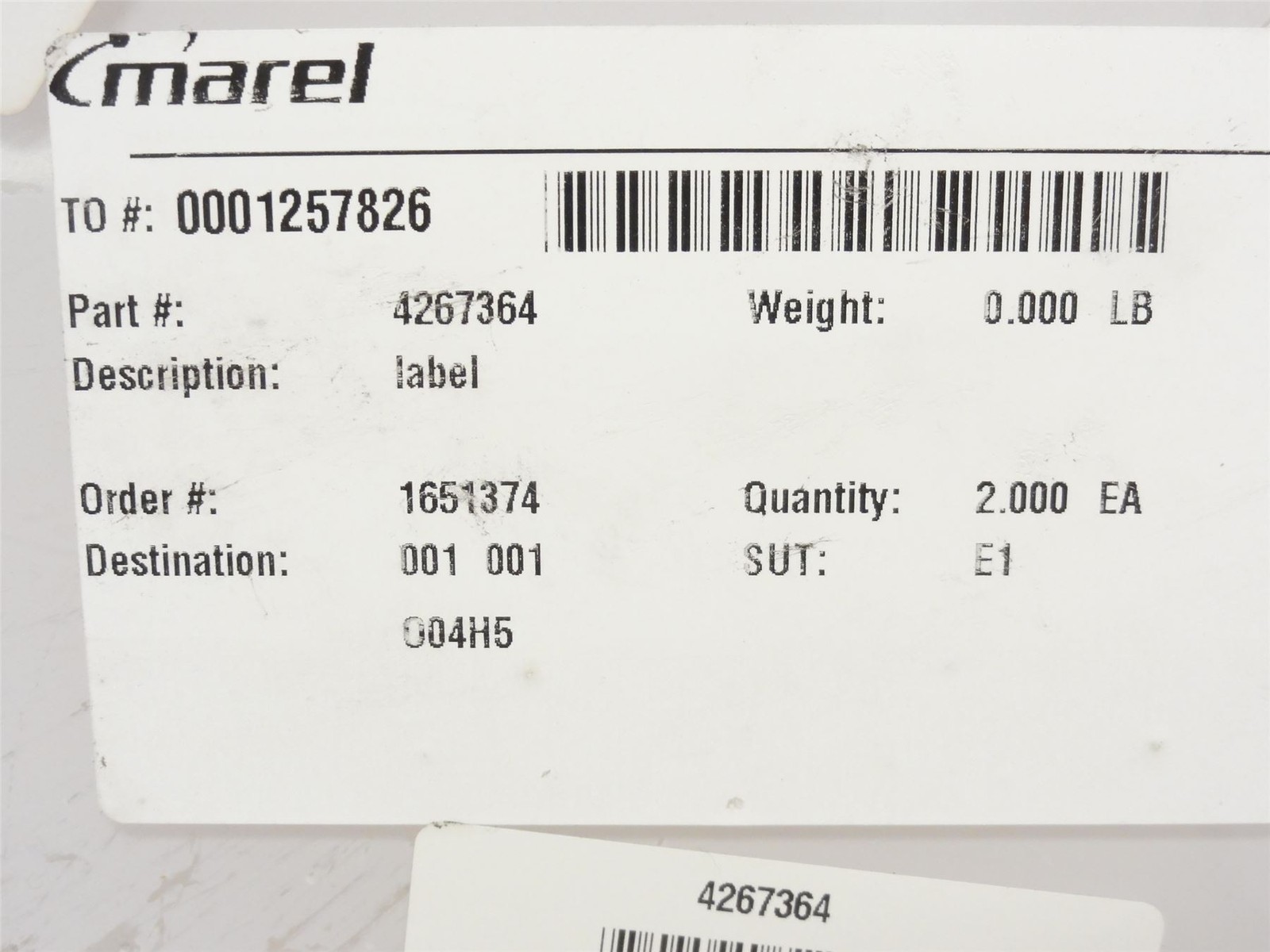 253537 Old-Stock; Marel 4267364 Labeler Mount Plate AC1591360