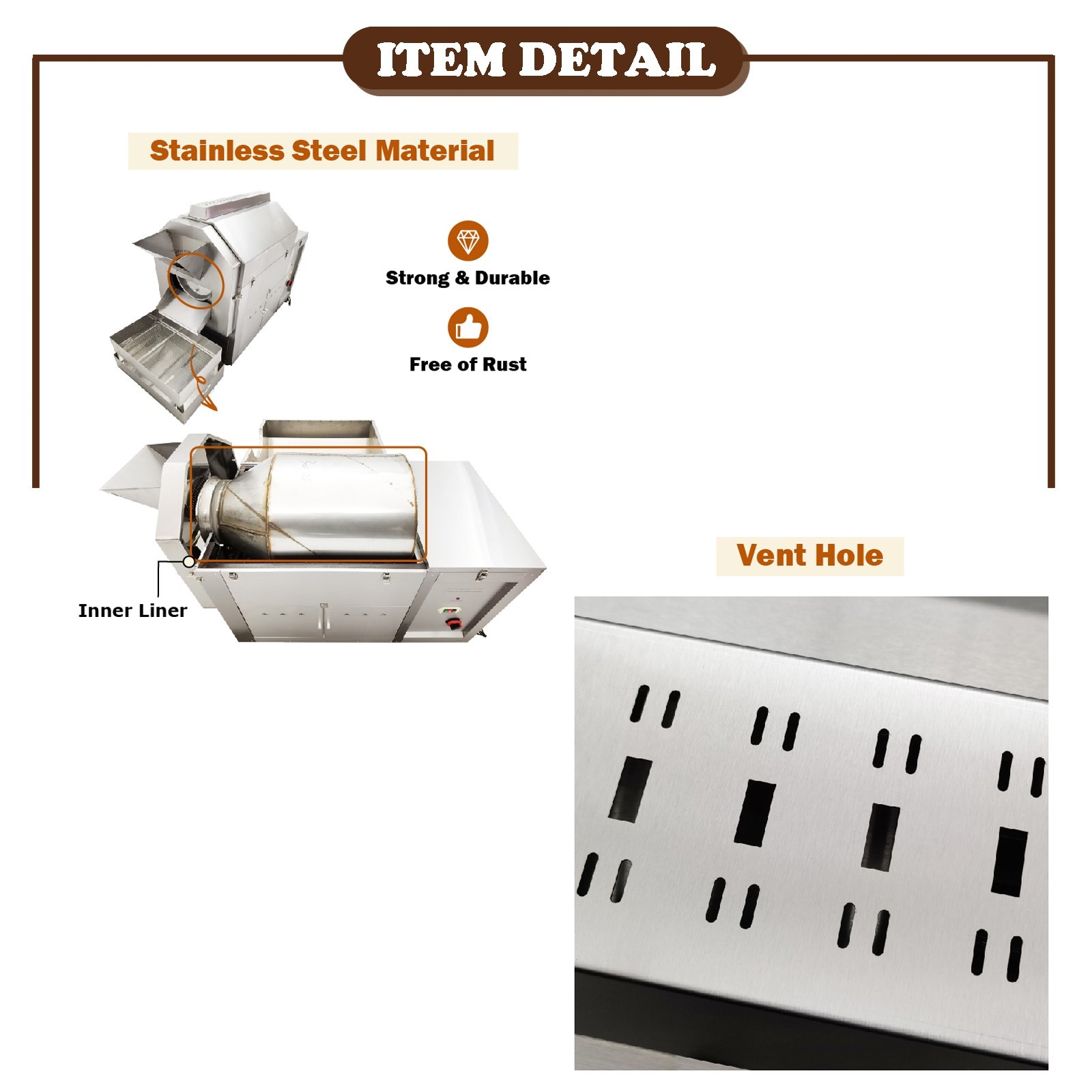 220V Fully Auto Gas Type Coffee Bean/Nut Roaster Drum Roasting Machine 110LBS