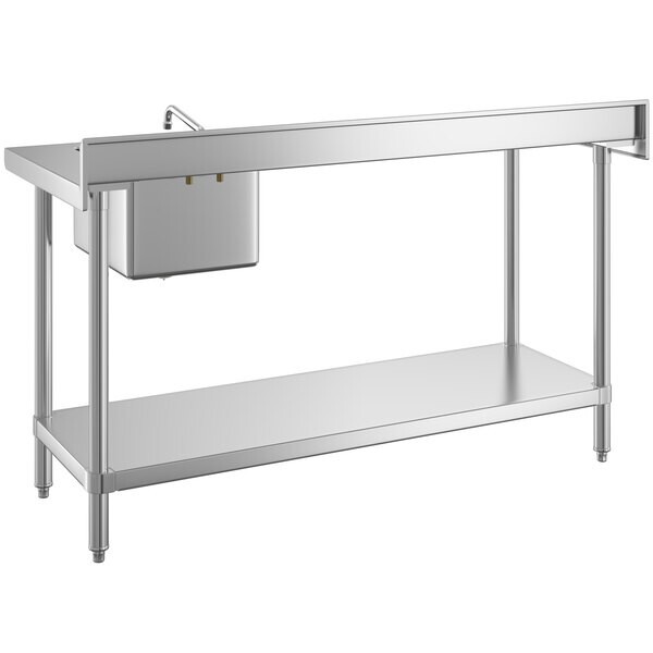 30″W x 72″L Stainless Steel Commercial Restaurant Work Table with Sink on Right