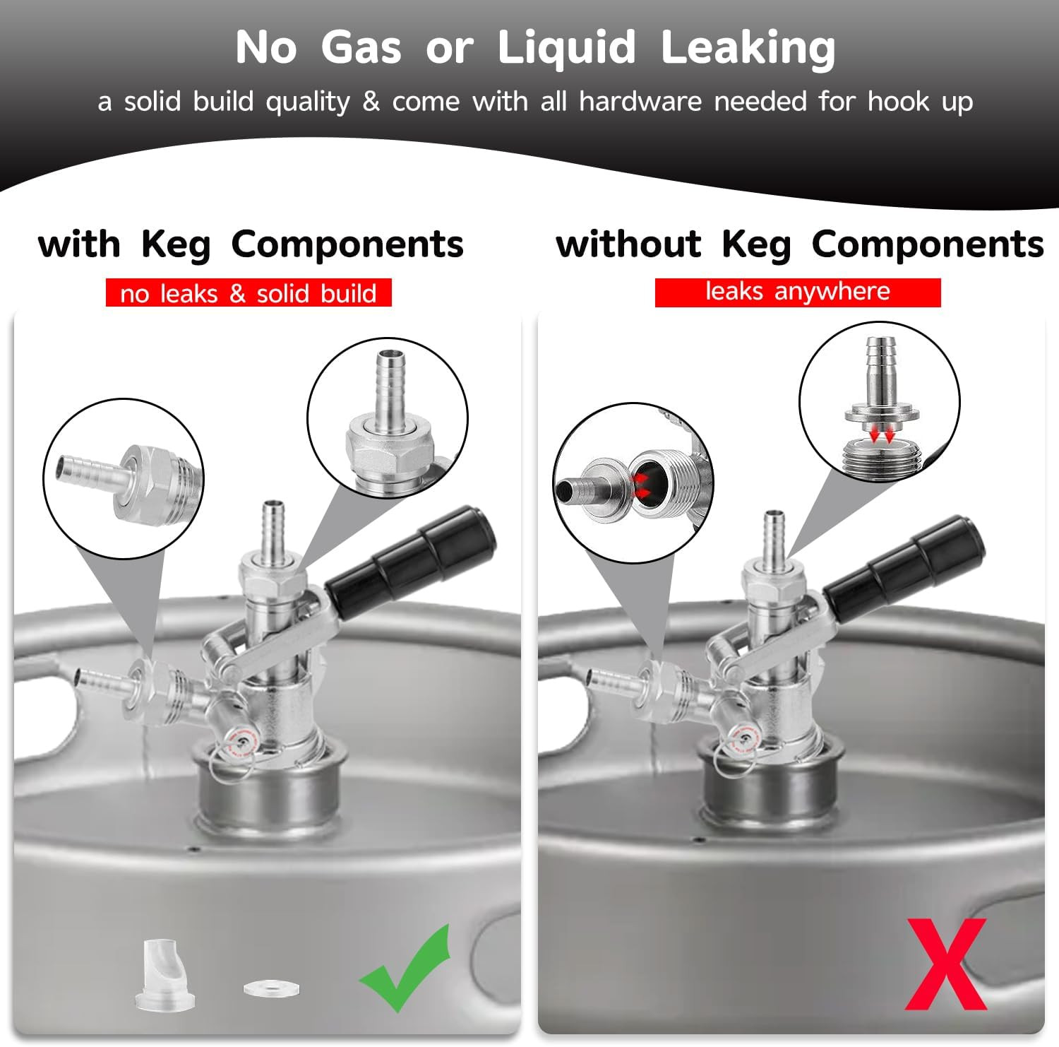Keg Coupler, Sankey Keg Tap D System ID 5/16» Draft Beer Line (304 Stainless St