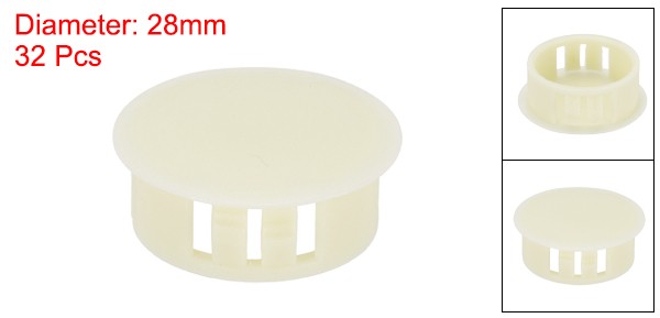 32Pcs 28mm Nylon Plastic Round Locking Hole Plugs Insert End Cap, Beige