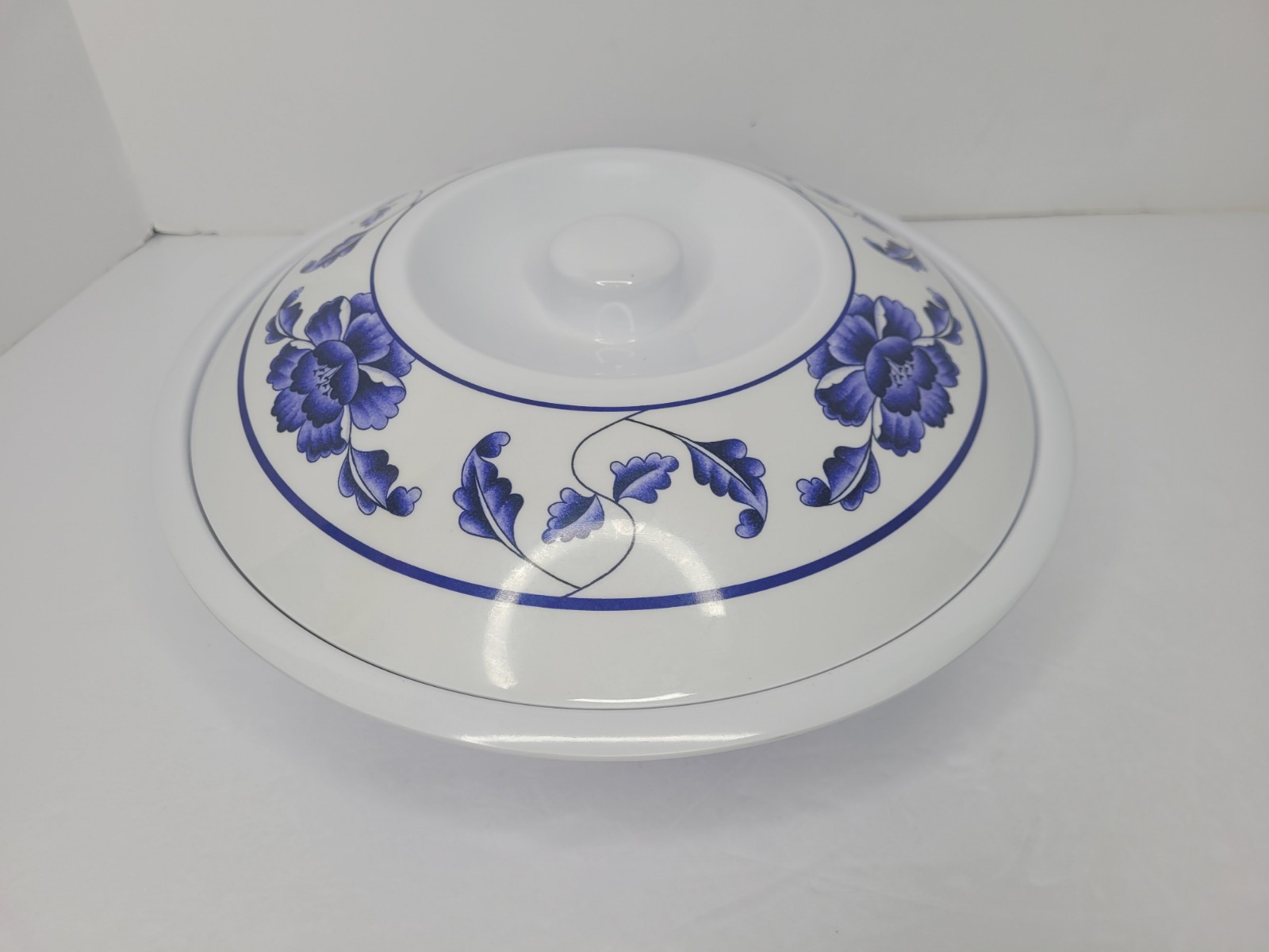 Thunder Group #8011 Blue Lotus Floral Pattern Melamine Serving Bowl W/ Lid