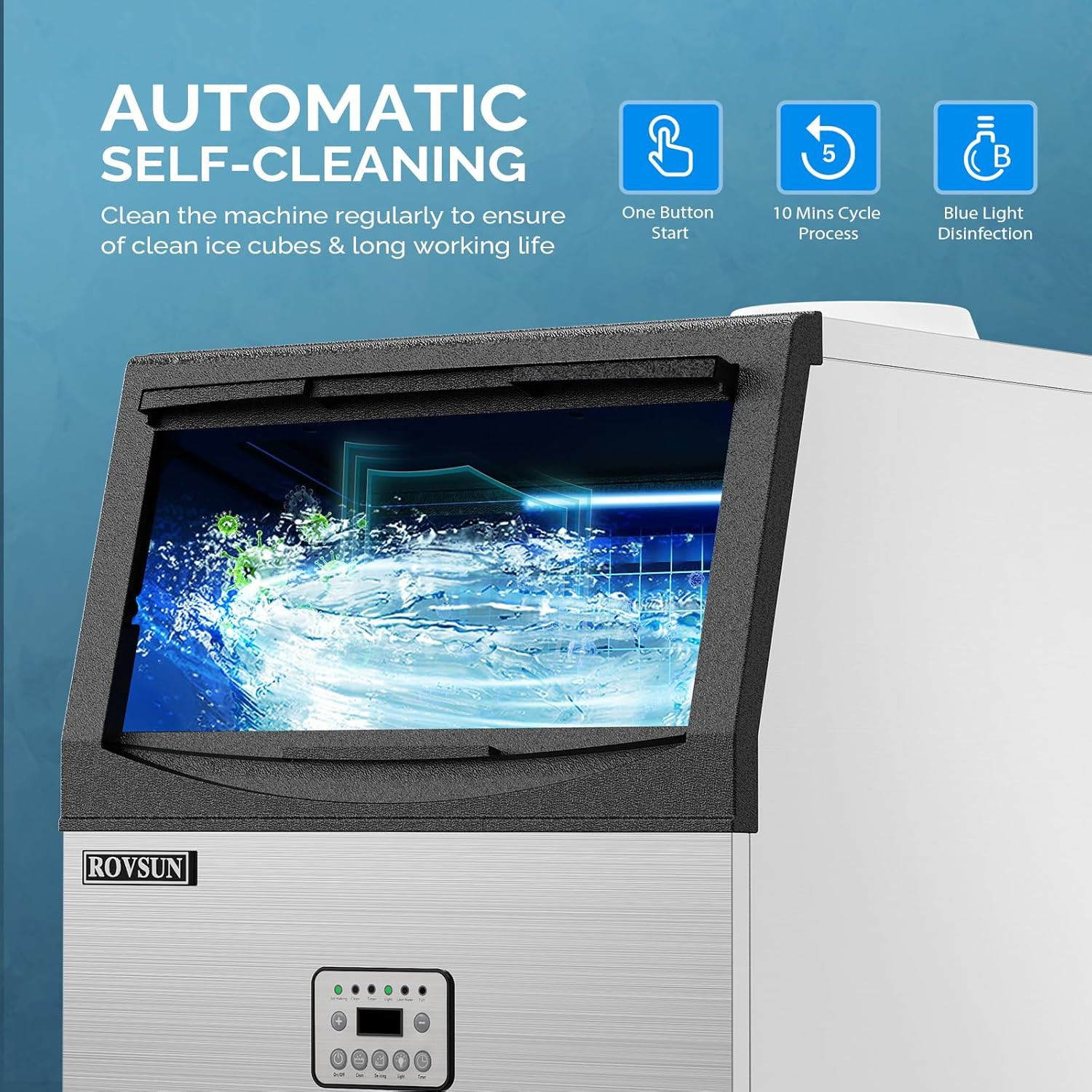 110LBS/24H Commercial Ice Maker Machine with 50Lbs Storage Bin, Freestanding/Cou