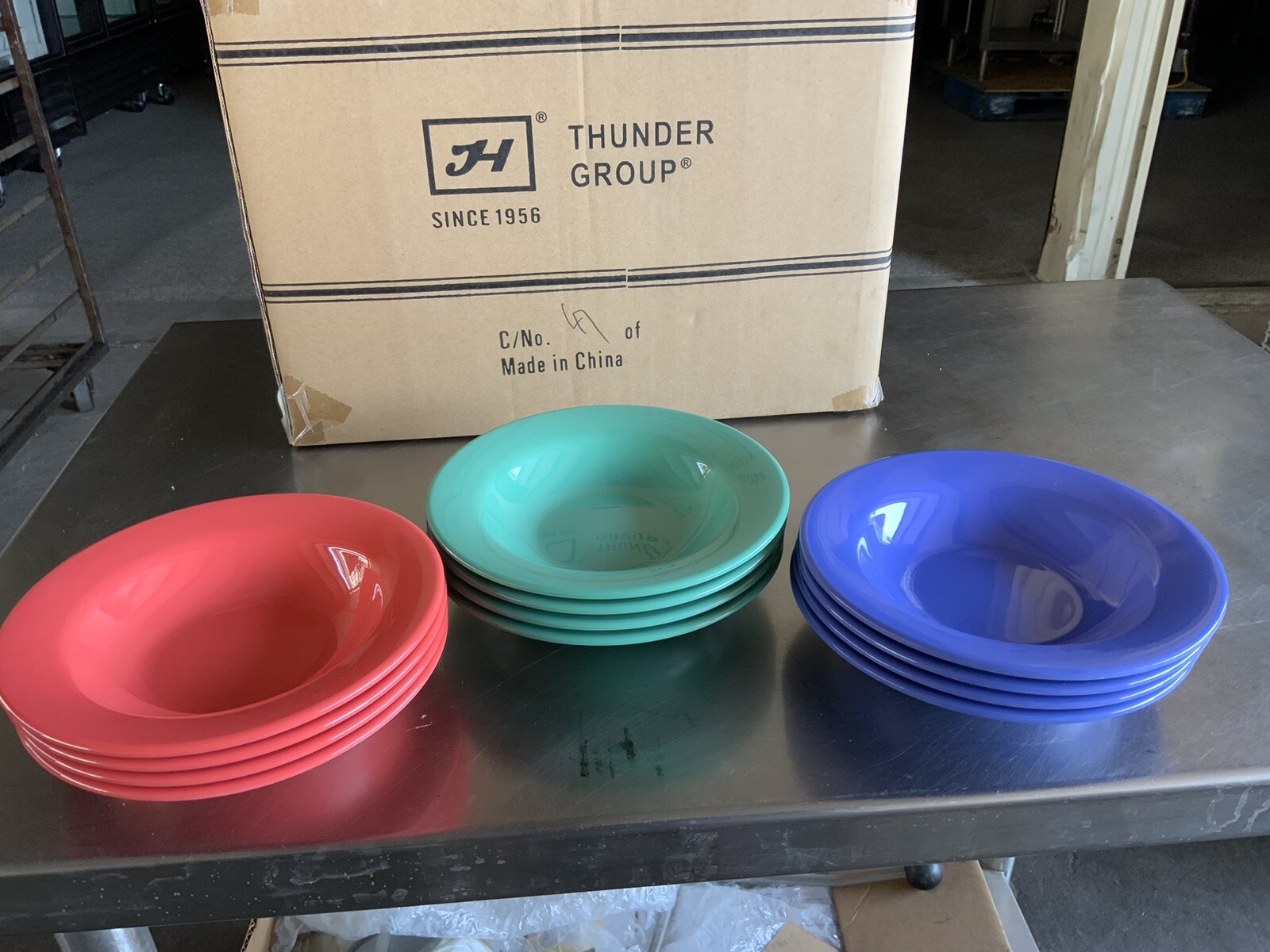 New Thunder Group 48 Melamine 8 OZ 7 3/4″ WIDE RIM SALAD BOWL Blue Orange Green