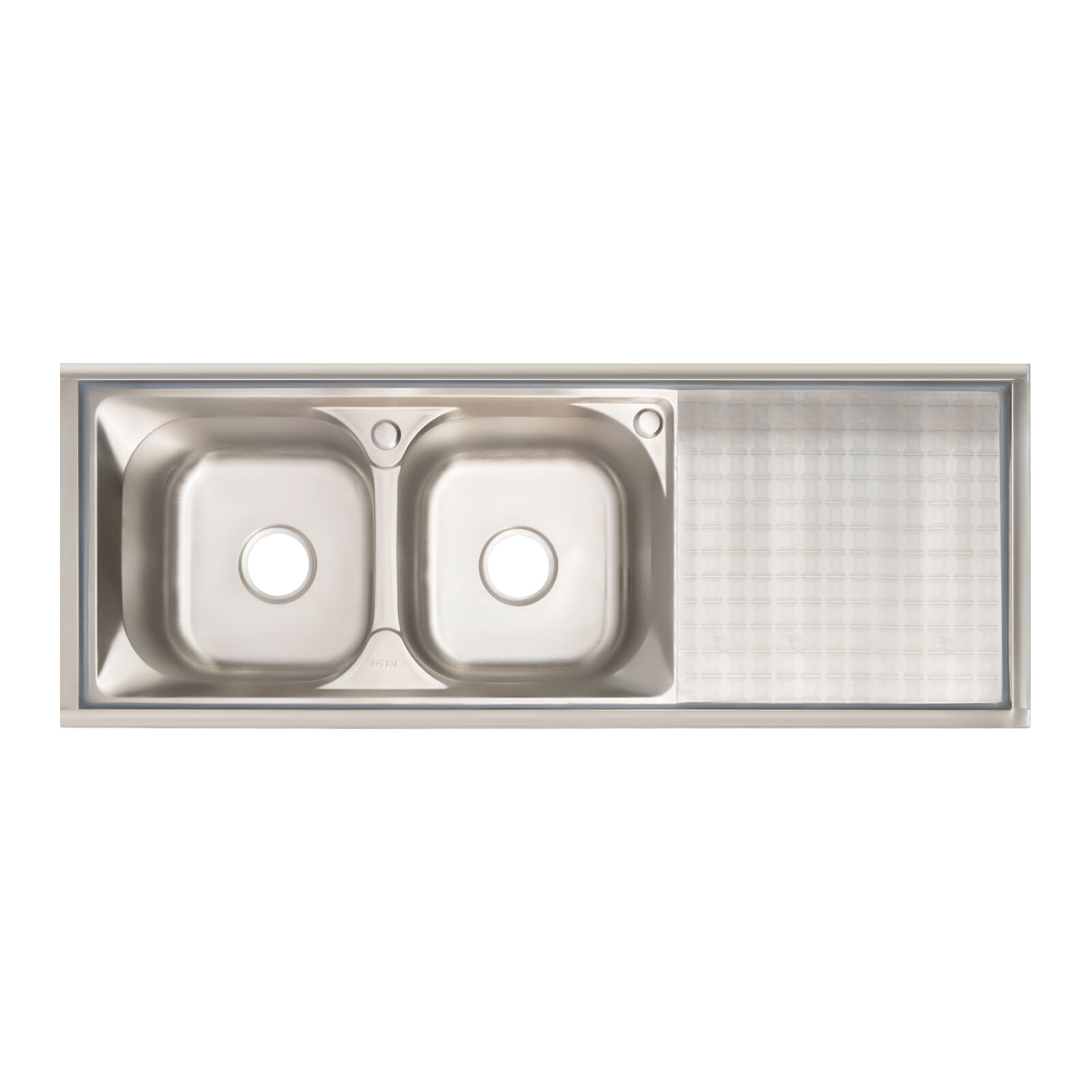Commercial Stainless Restaurant Kitchen Sink Faucet + Drainboad Set Double Bowl