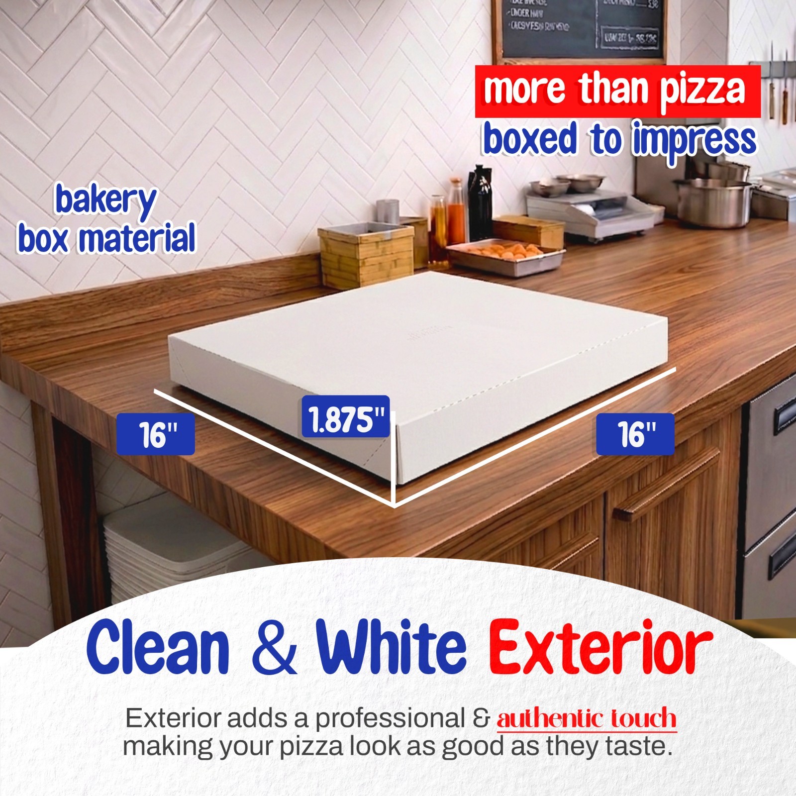 MT Products 16″ x 16″ x 1.9″ Extra Thin White Paperboard Pizza Boxes, 100 Pack