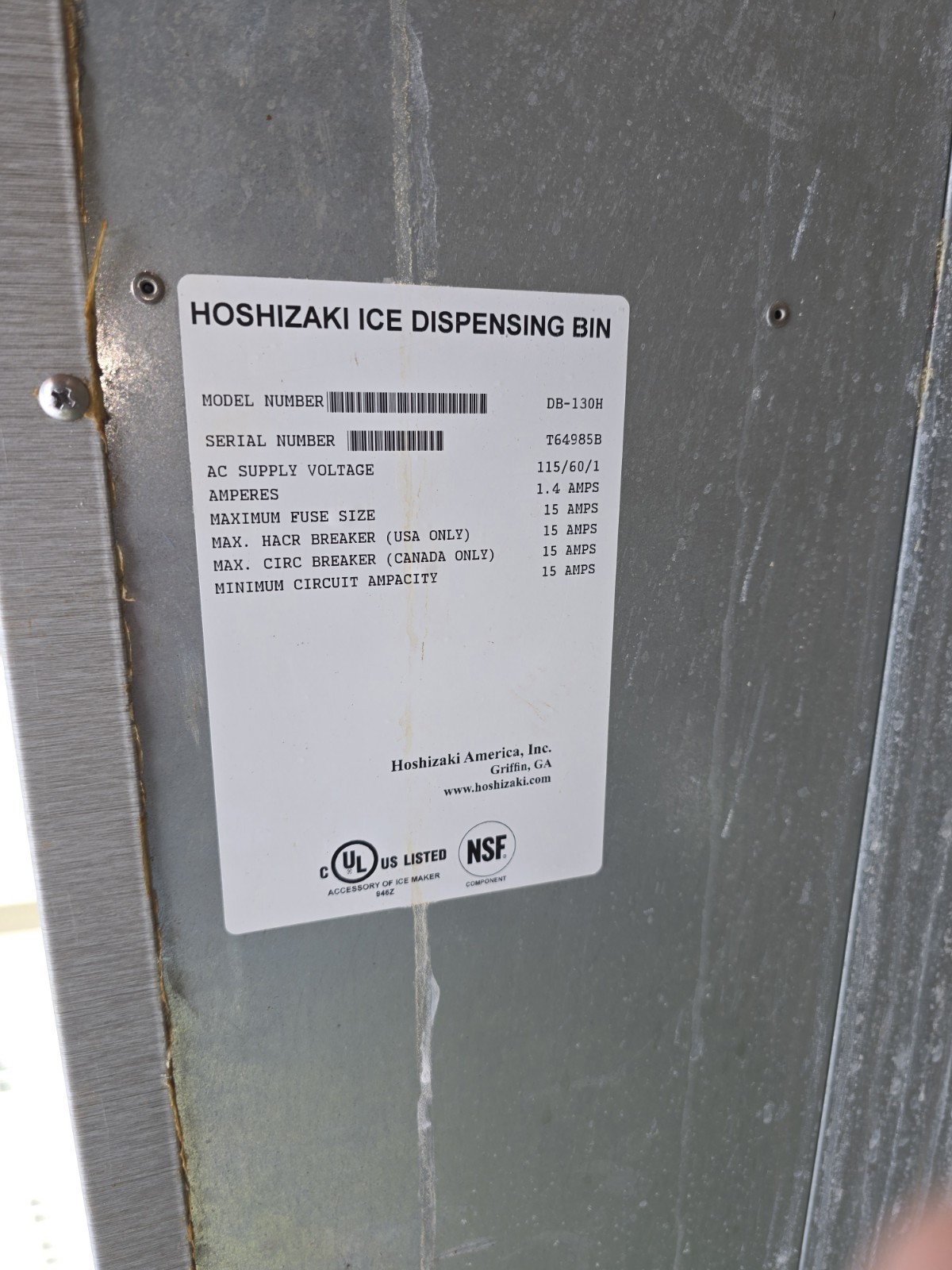2 Hoshizaki DB-130H Ice Dispensing Bins Dispenser (MPN DB-130H)