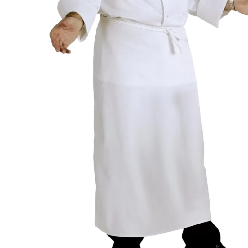 Bar Apron 32 x 41 White 55% Cotton 45% Polyester No Pockets Tie Strap Closure