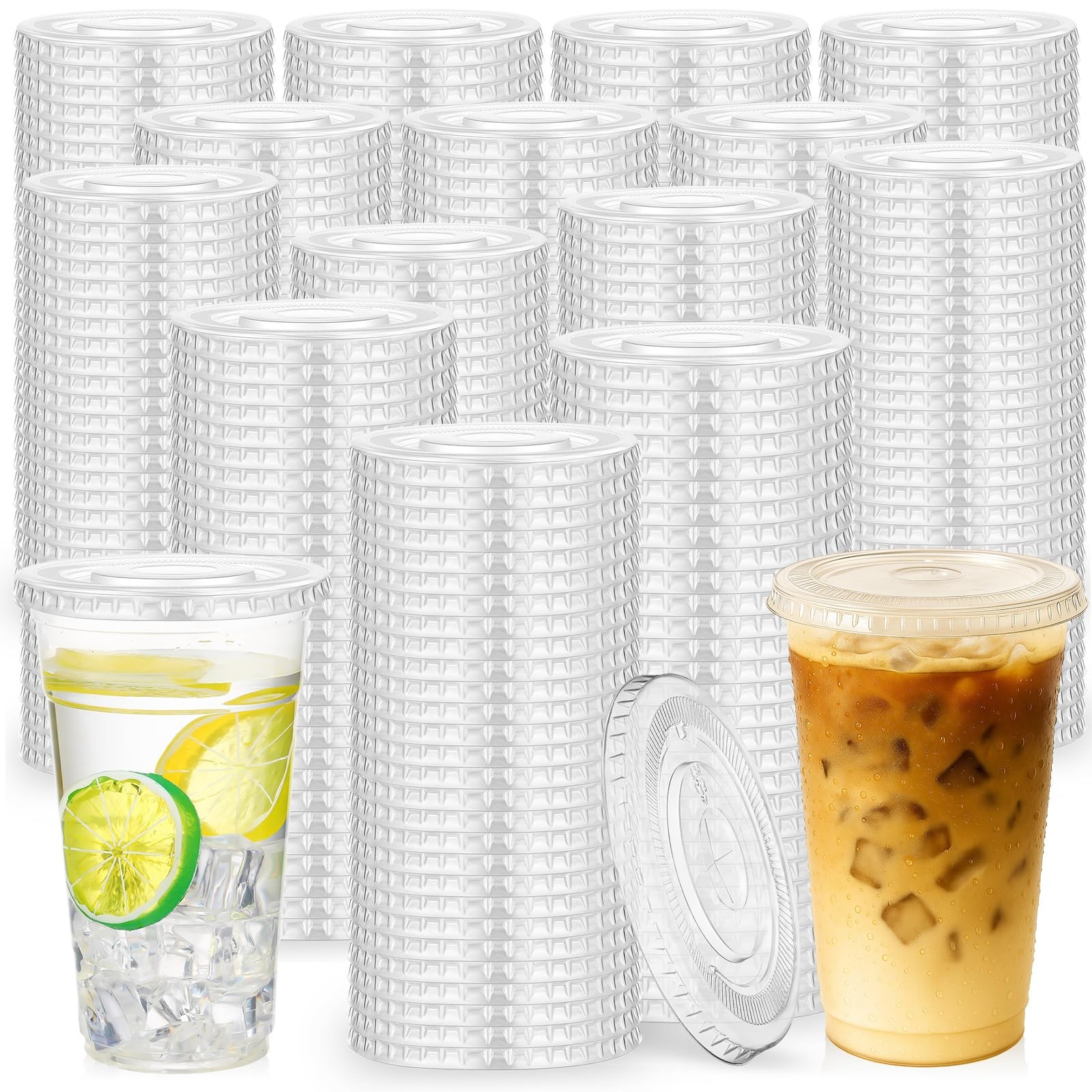 Hortsun 1500 Count Clear PET Plastic Flat Lids with Straw Slot Cups Disposabl…