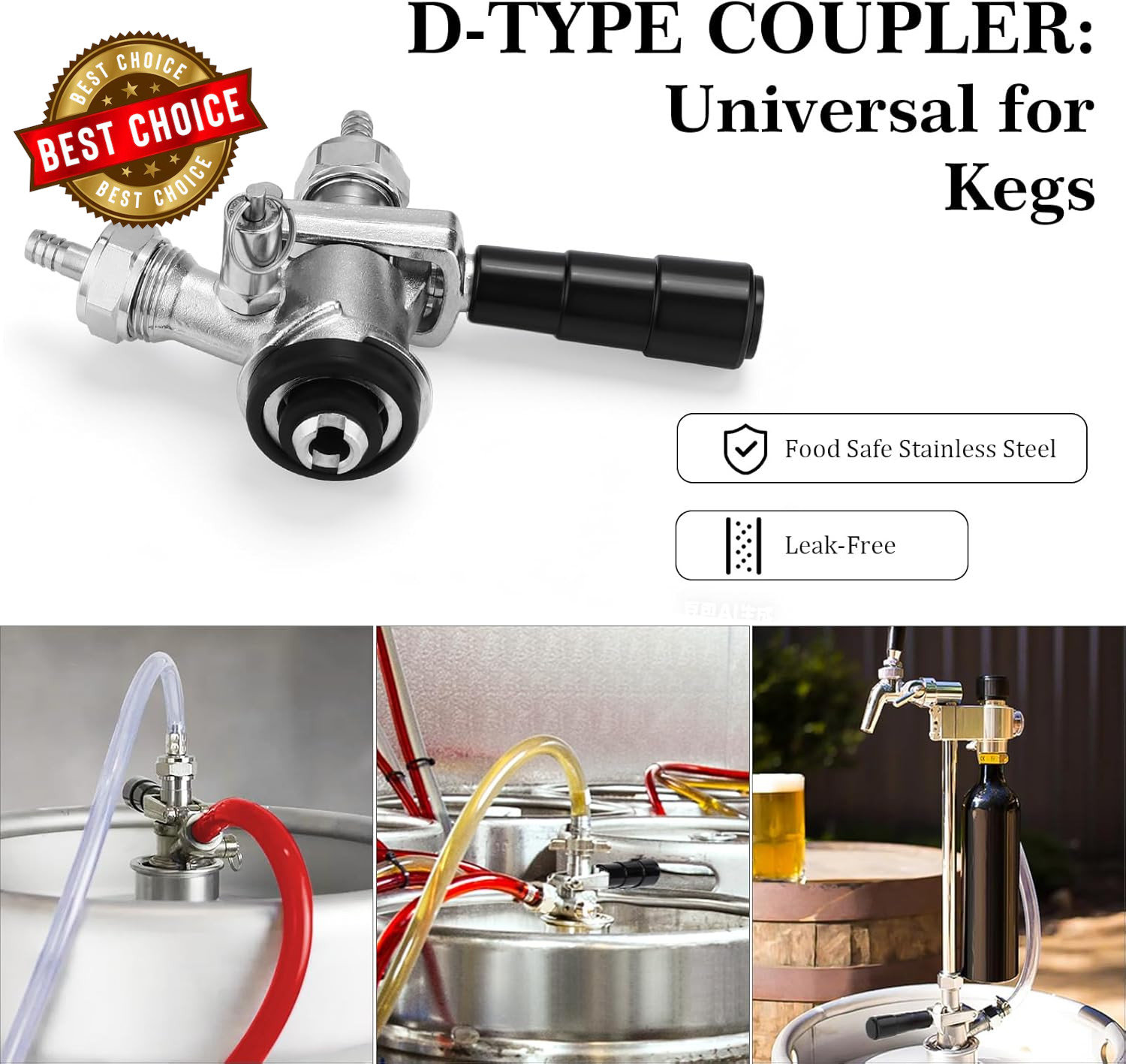 Keg Coupler 304 Stainless Steel Probe Sankey Keg Coupler D System Keg Tap for Ke