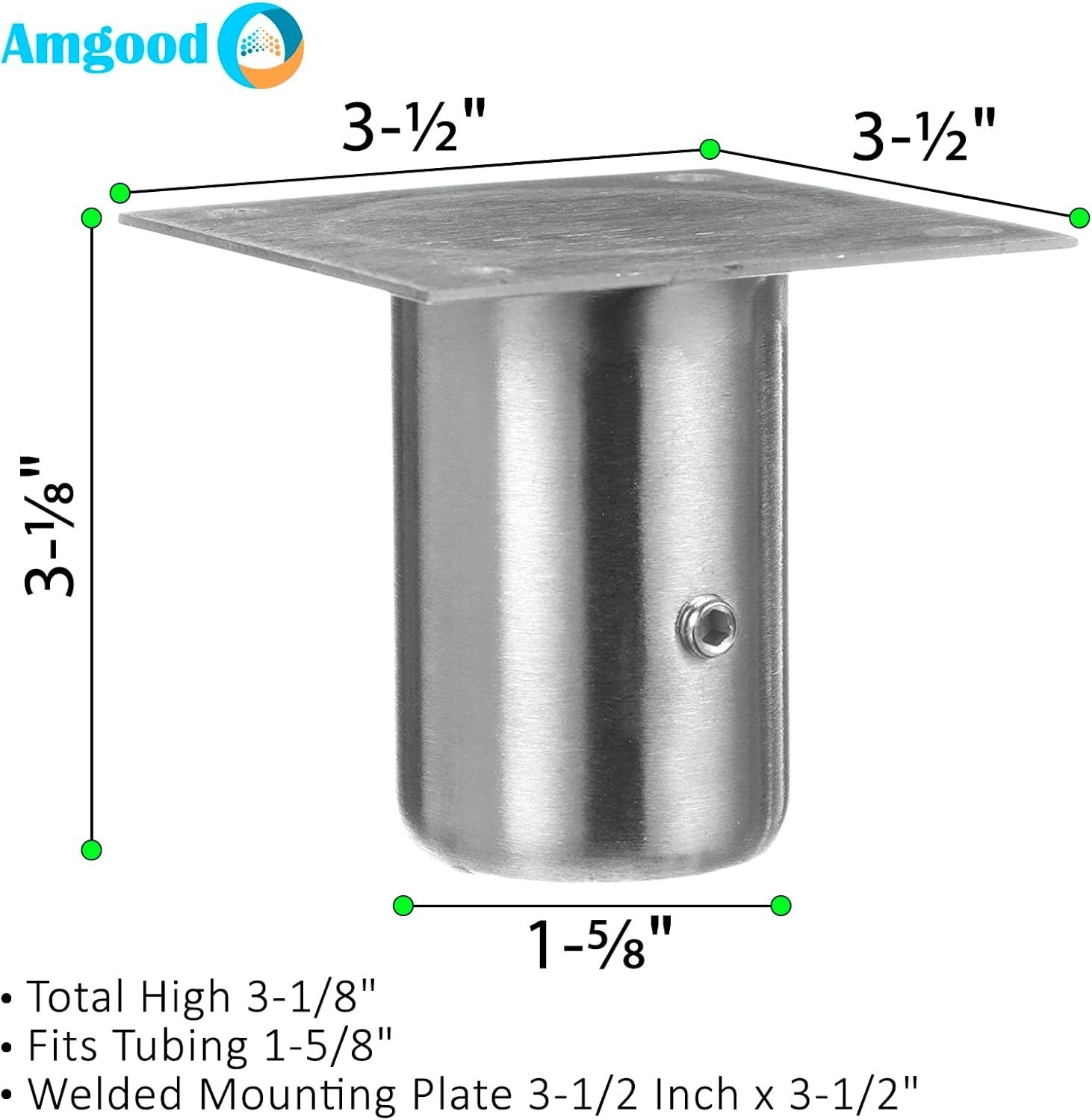 3-1/8 Inch Total High Stainless Steel Leg Socket Set of 4