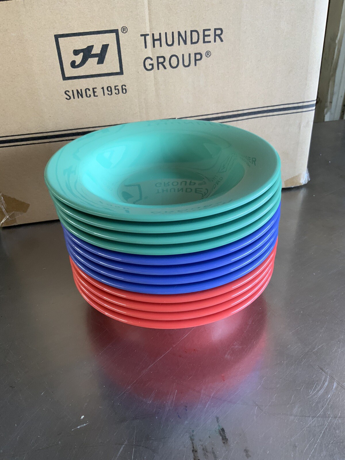 New Thunder Group 48 Melamine 8 OZ 7 3/4″ WIDE RIM SALAD BOWL Blue Orange Green