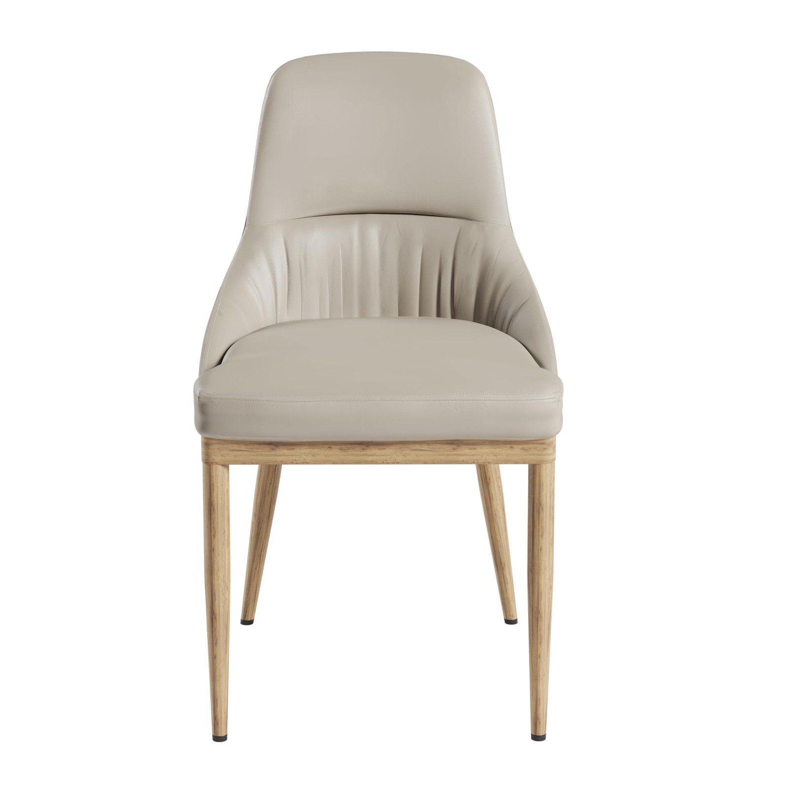 Techni Home Set of 2 Armless Dining Chairs, Taupe Faux & Natural
