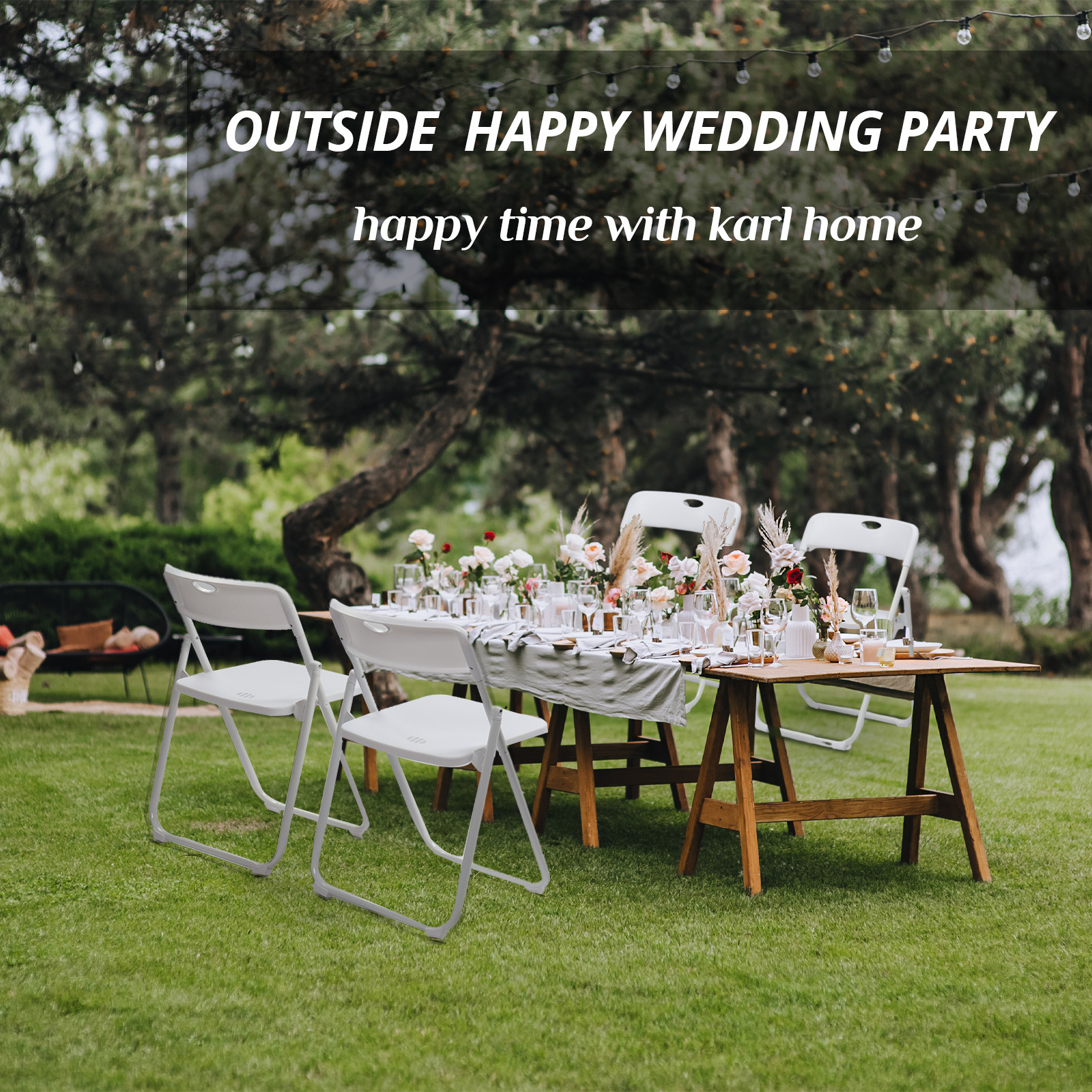 4/6 Pcs Outdoor Plastic Folding Chairs Stackable Wedding Party Steel Frame Chair