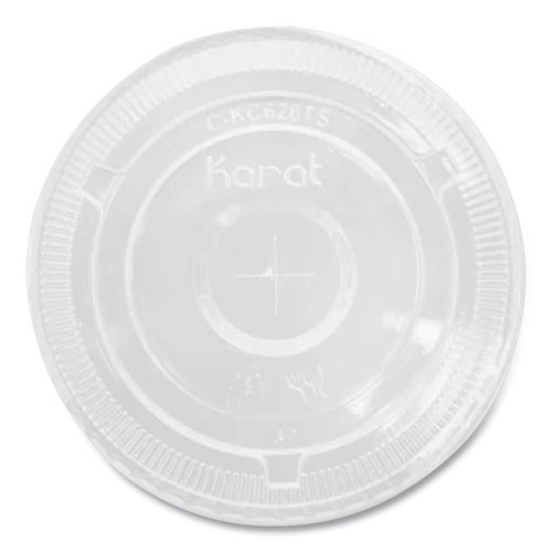 Karat PET Lids, Flat with Straw Slot, Fits 12-24 oz Cups, Plastic, 2,000/CT