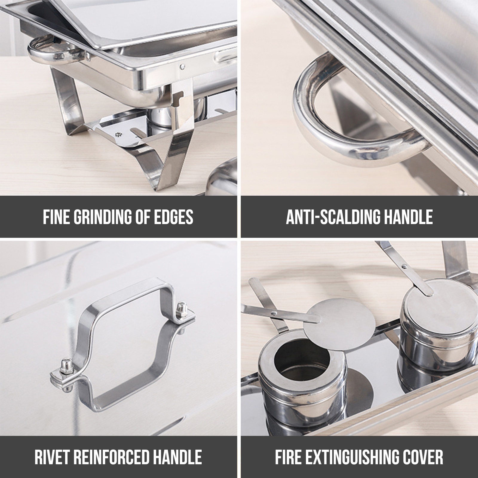 4 Pack Catering Stainless Steel Chafer Chafing Dish Sets 9 QT Full Size Buffet