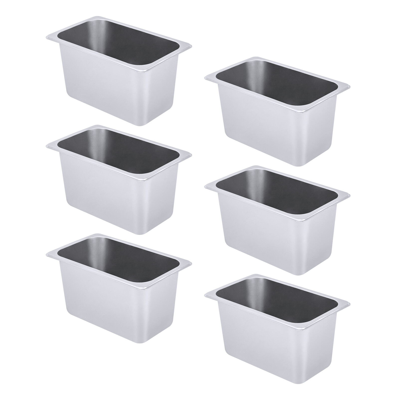 6 PACK 1/4 Size 6″ Deep Stainless Steel Steam Prep Table Hotel Buffet Food Pans