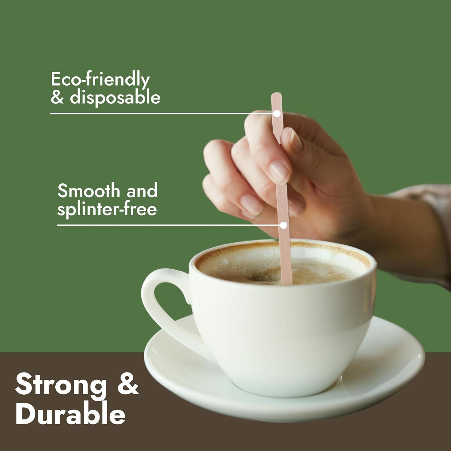 Wooden Coffee Stirrer Stick, 7-1/2″ Length Pack of 100 – Packaging May Vary