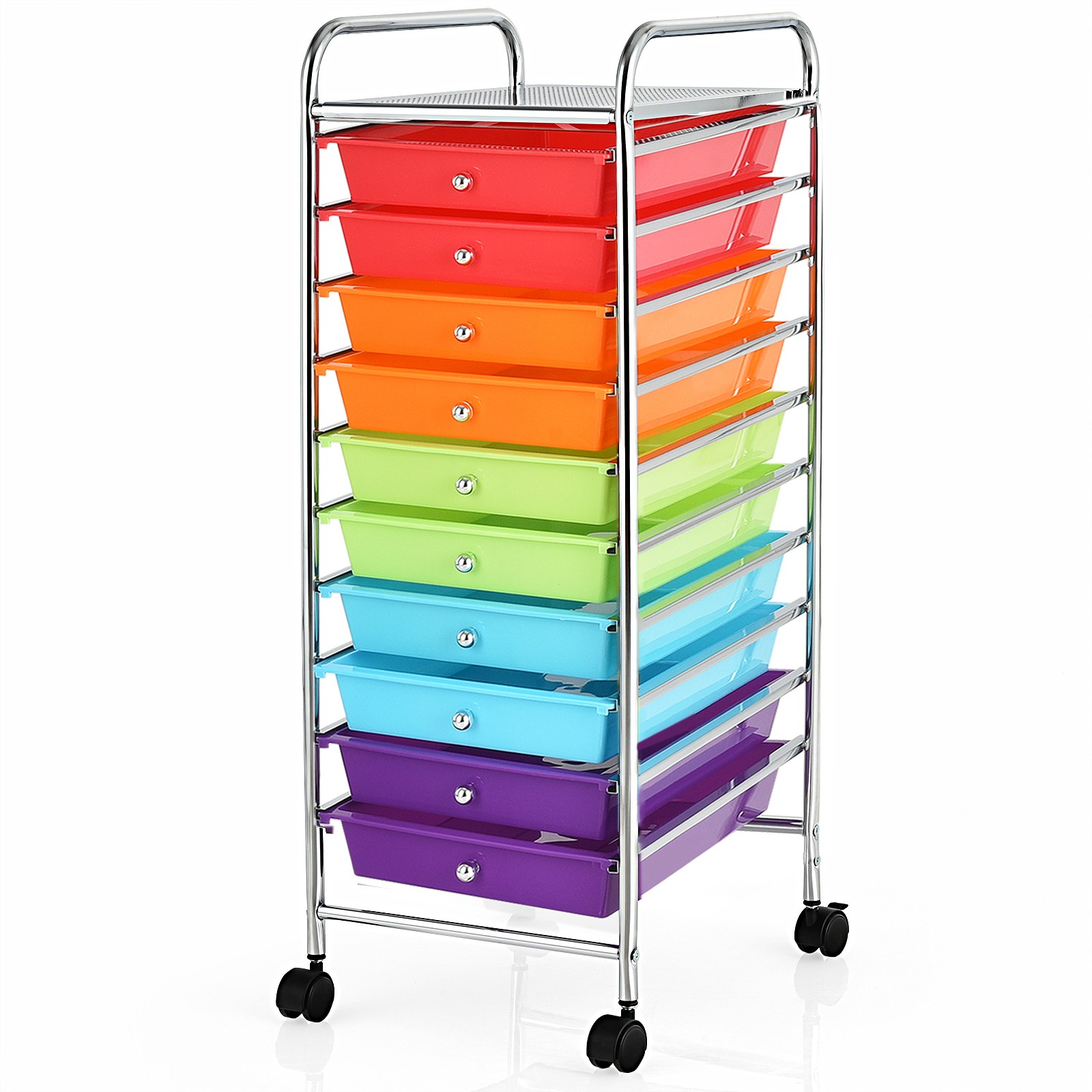 Rolling Organizer Cart 10 Drawer zCraft Utility Mobile Trolley Chrome Scrapbook